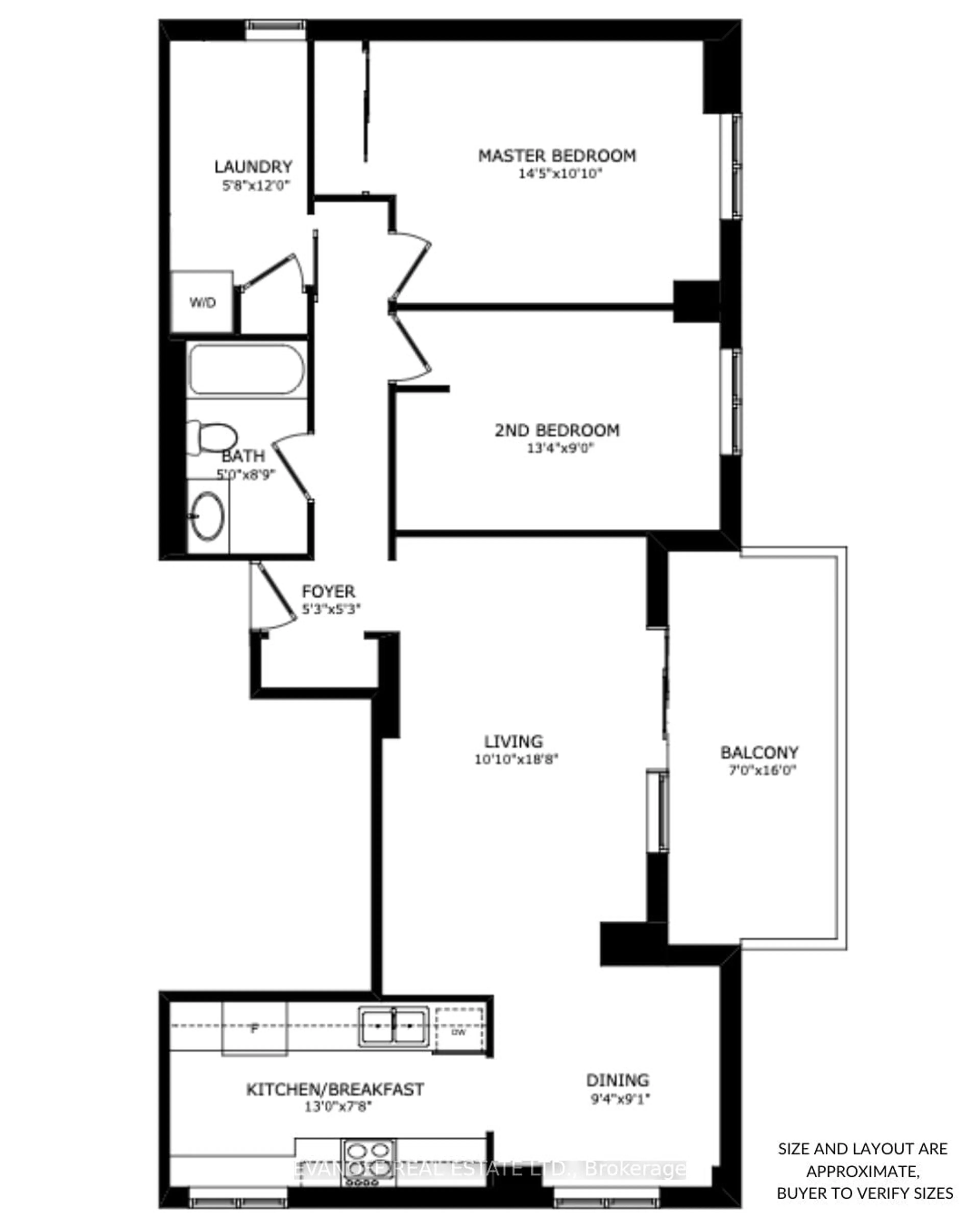 Floor plan for 1900 Sheppard Ave #1503, Toronto Ontario M2J 4T4