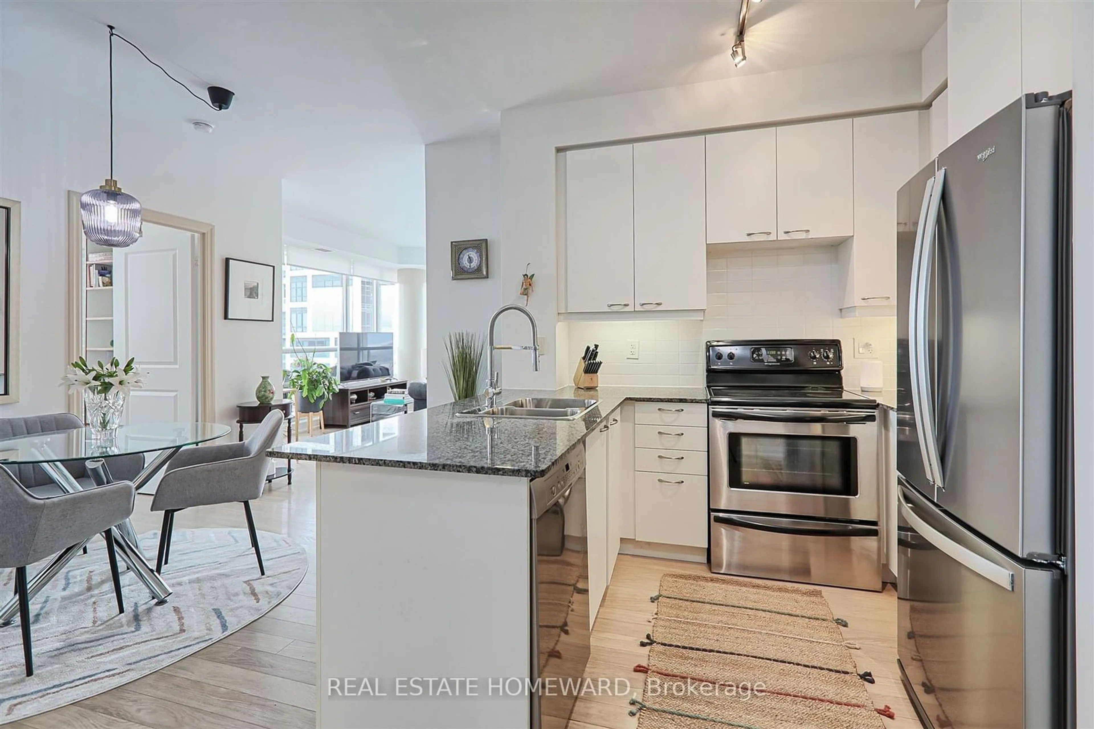 Open concept kitchen, ceramic/tile floor for 500 St Clair Ave #507, Toronto Ontario M6C 1A8