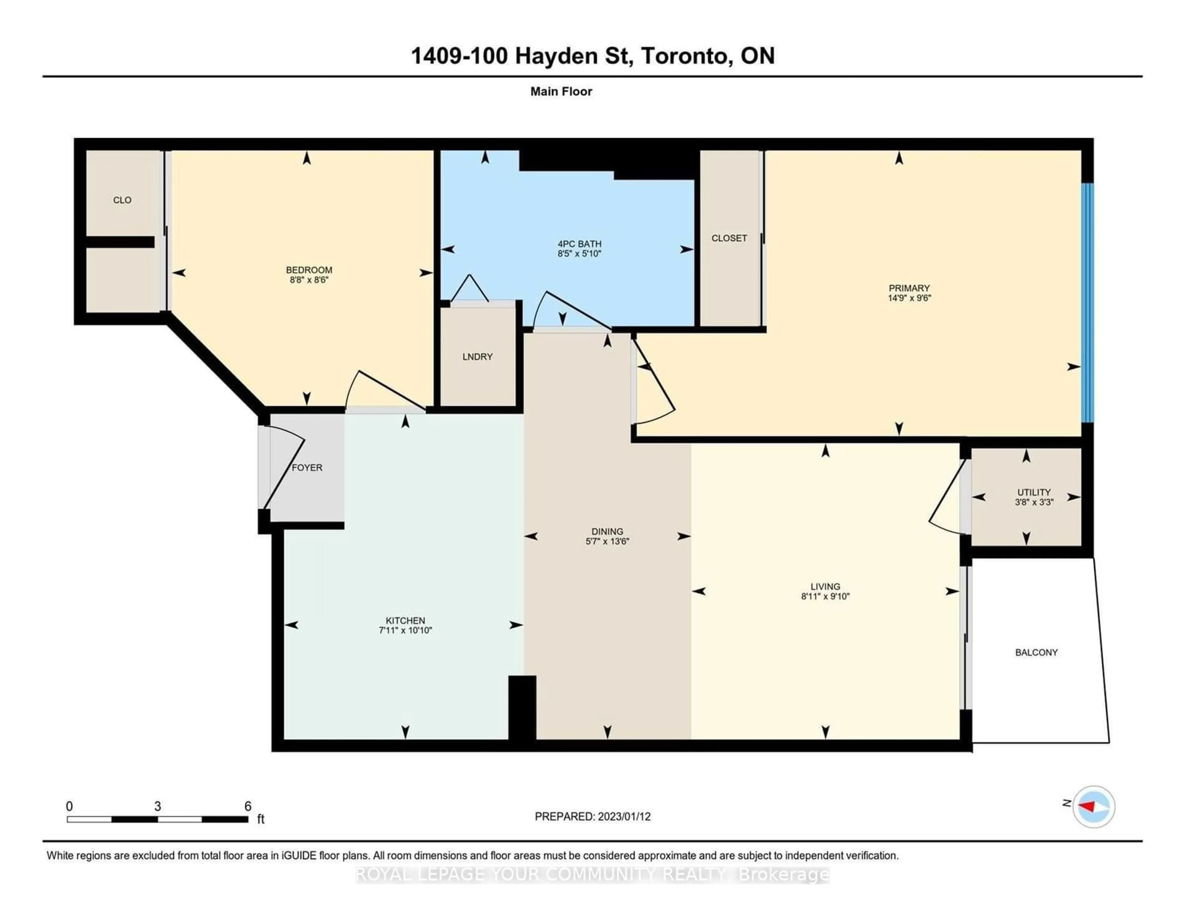 Floor plan for 100 Hayden St #1409, Toronto Ontario M4Y 3C7