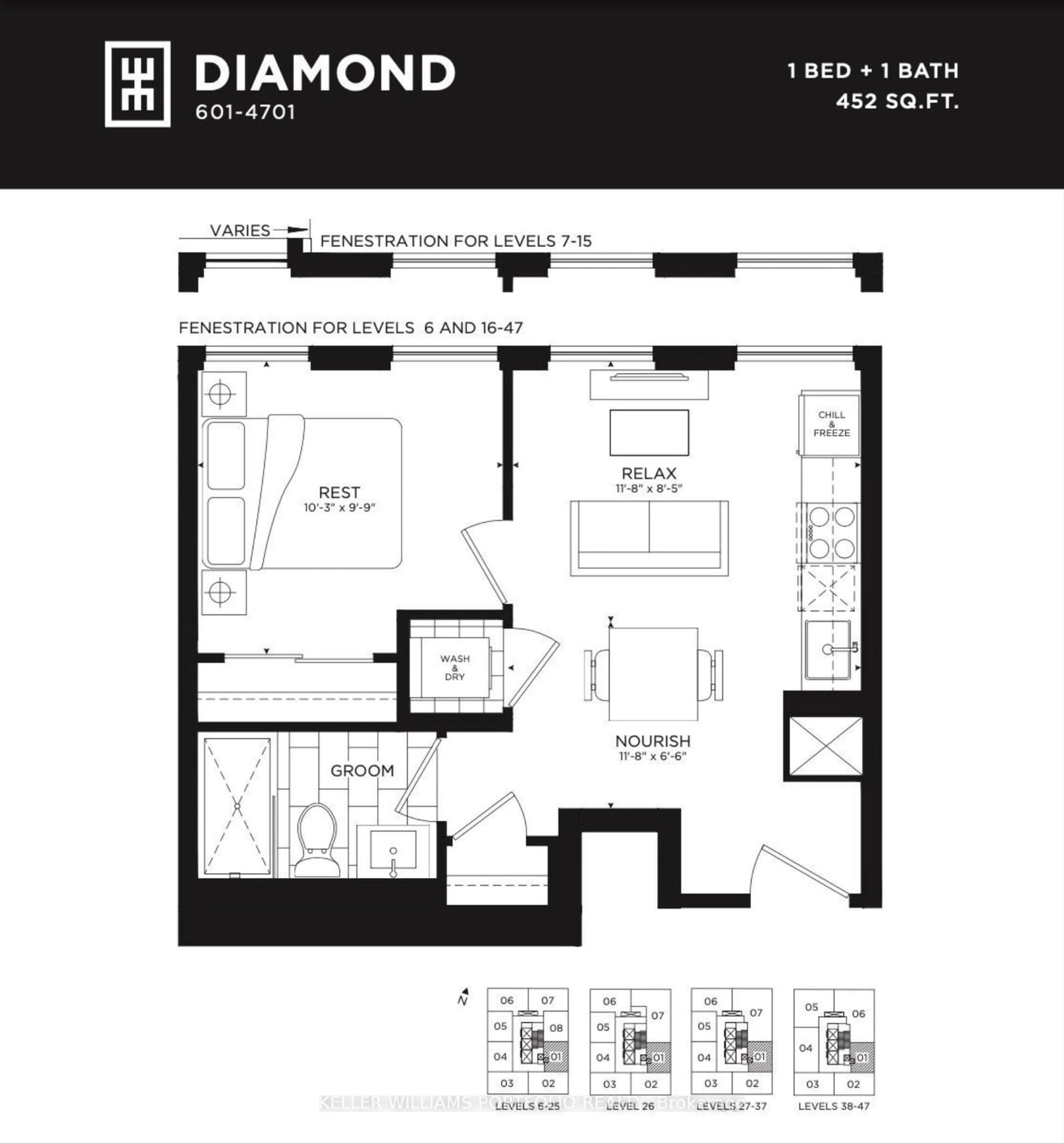 Floor plan for 327 King St #601, Toronto Ontario M5V 0W7