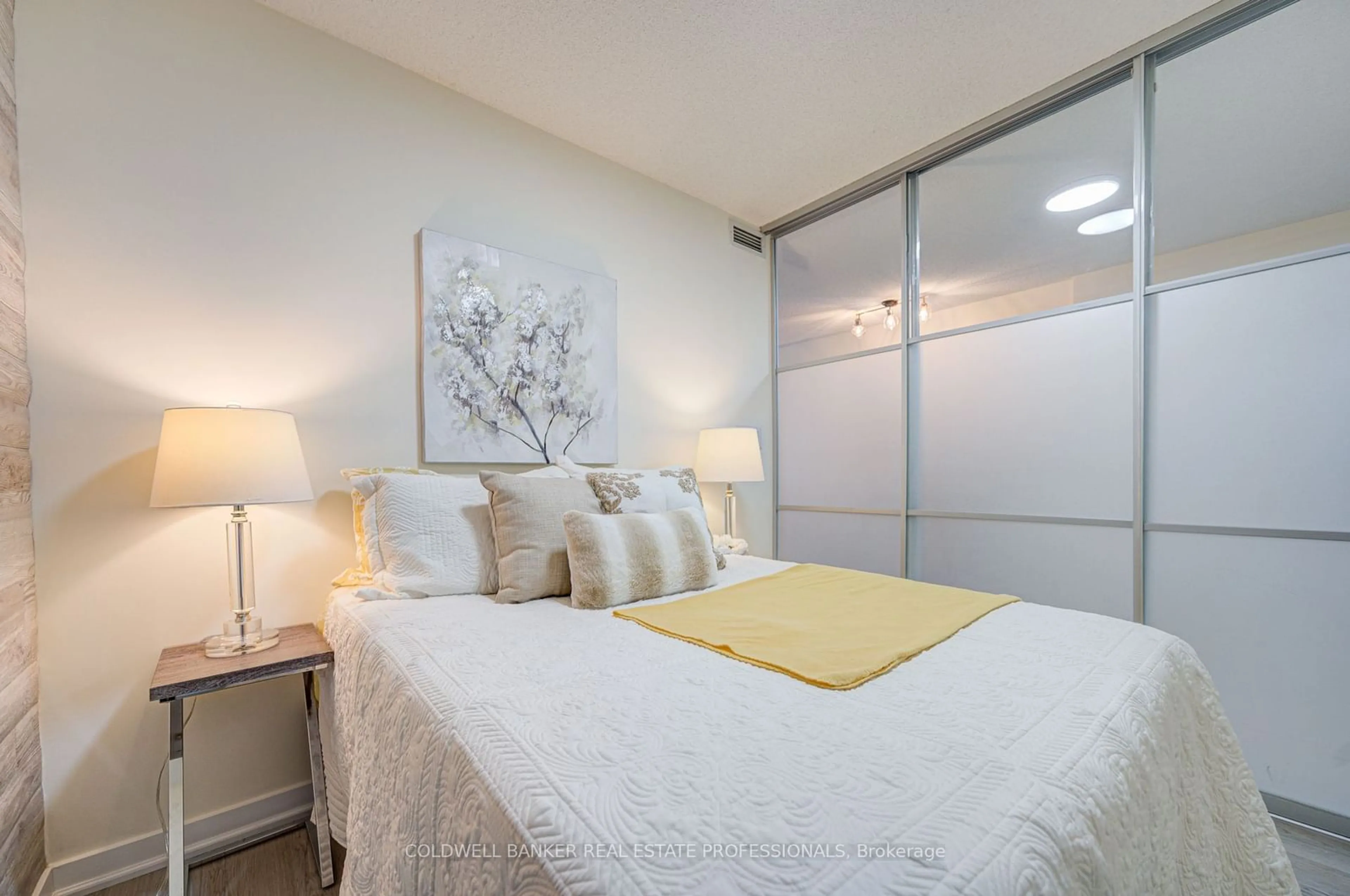 Bedroom with bed, wood/laminate floor for 151 Dan Leckie Way #540, Toronto Ontario M5V 4B2