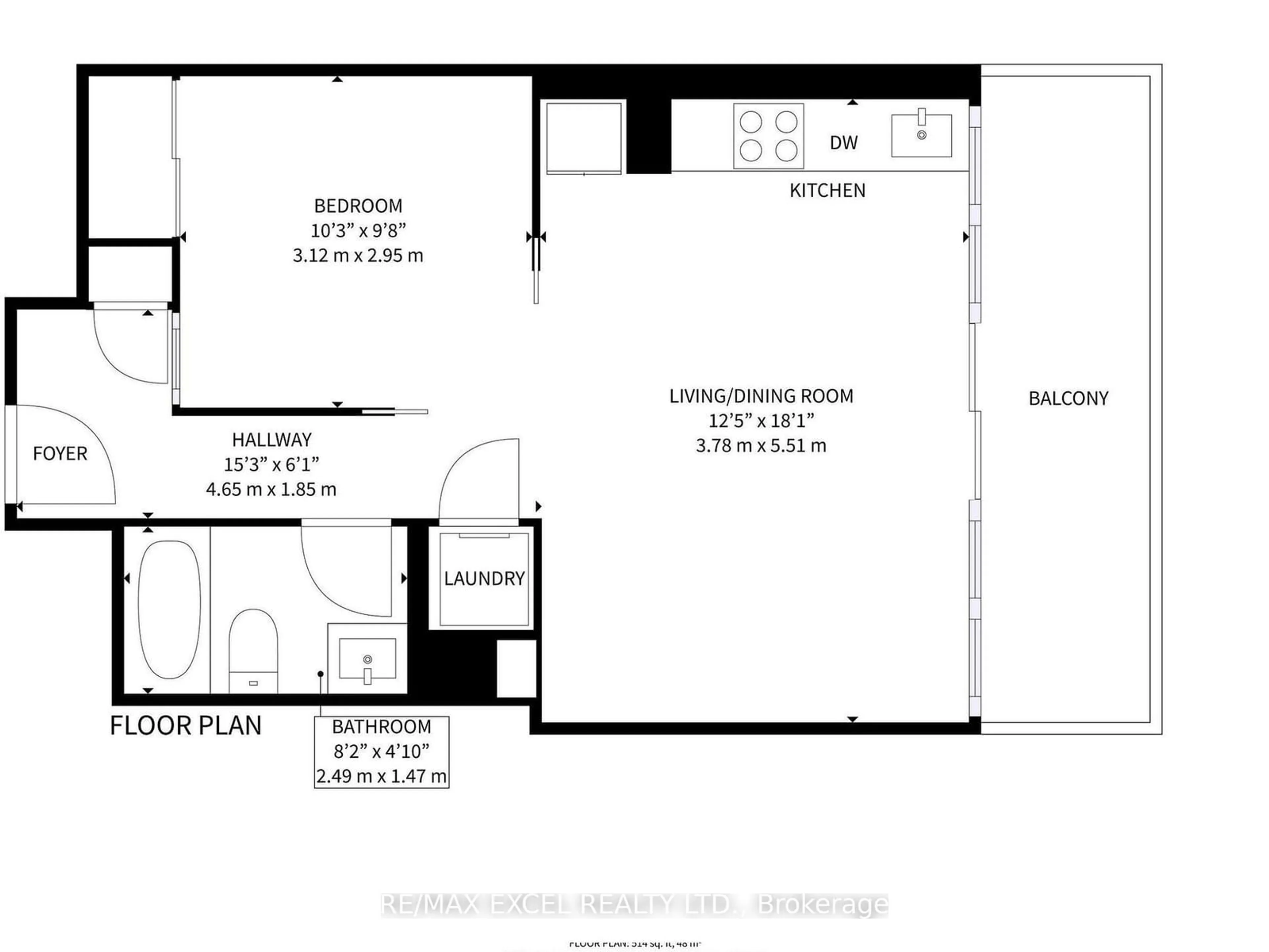 Floor plan for 1815 Yonge St #2005, Toronto Ontario M4T 2A4