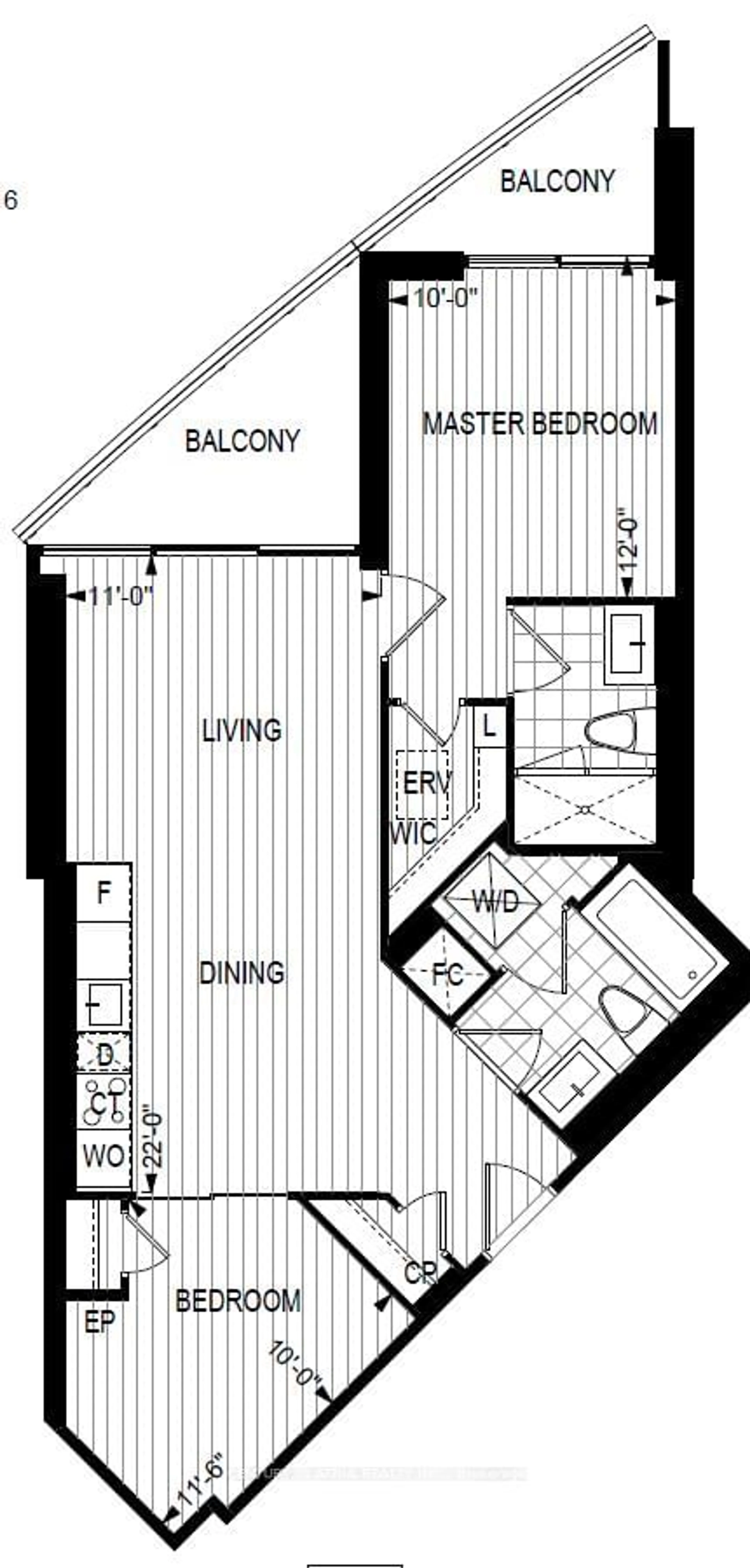 Floor plan for 1 Edgewater Dr #505, Toronto Ontario M5A 0L1