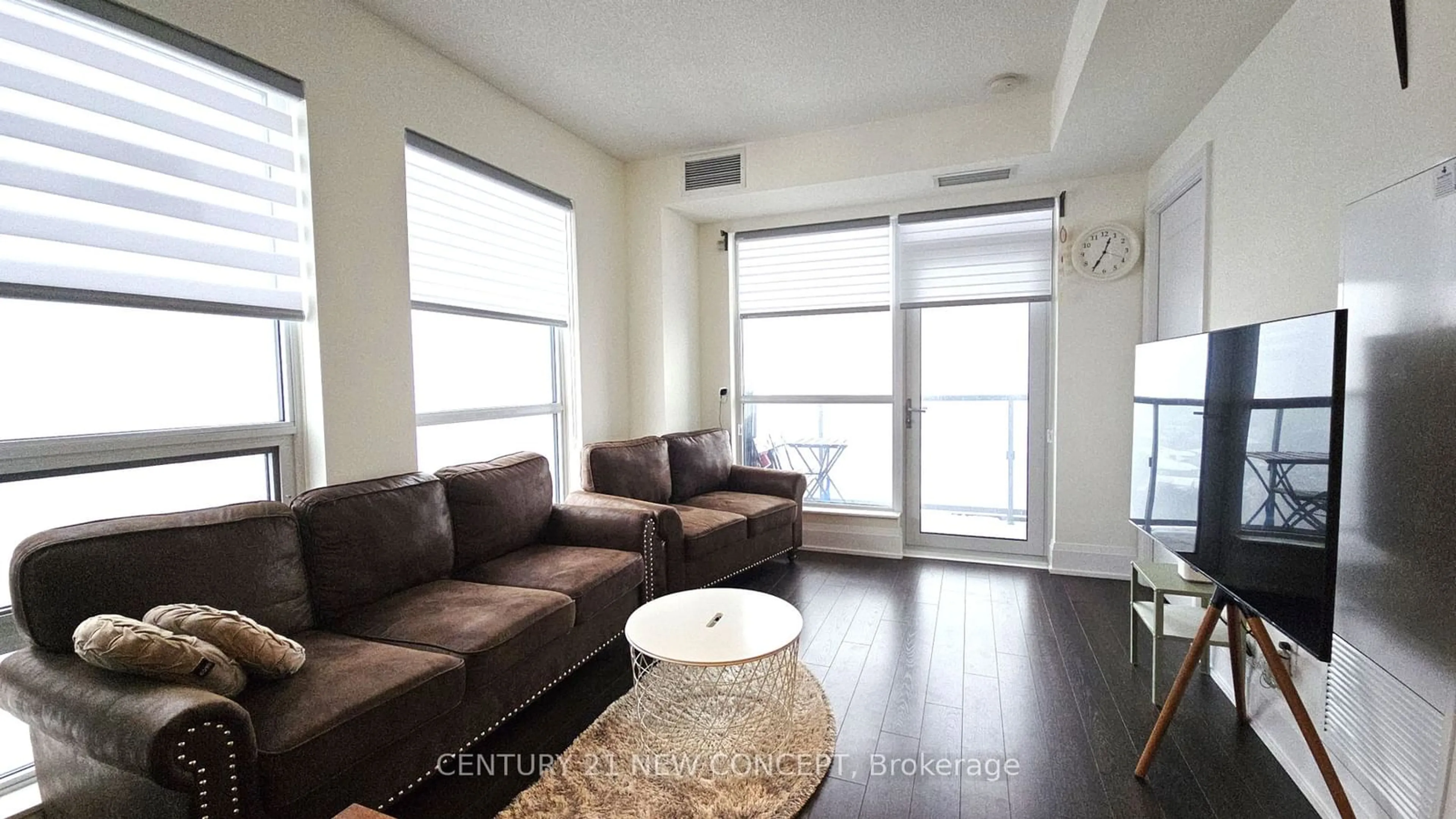 Living room with furniture, wood/laminate floor for 120 Harrison Gardens Blvd #1306, Toronto Ontario M2N 0H1