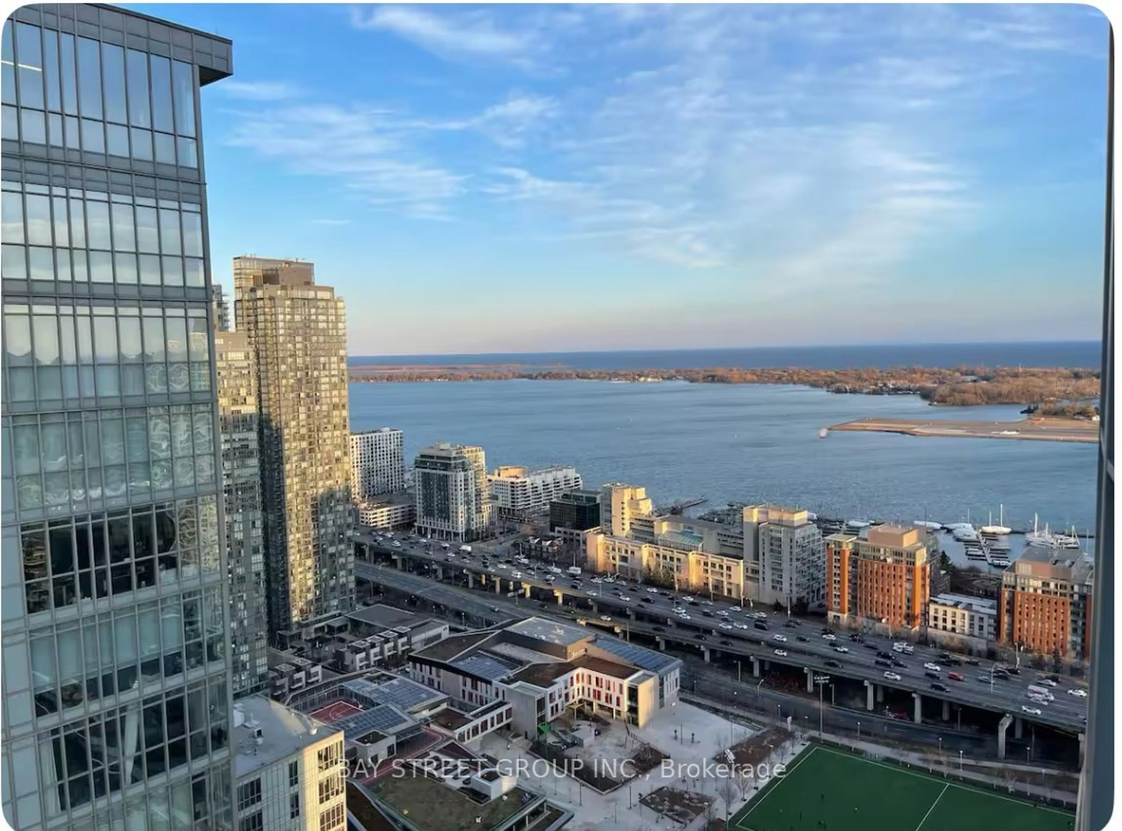 A pic from outside/outdoor area/front of a property/back of a property/a pic from drone, water/lake/river/ocean view for 21 Iceboat Terr #4303, Toronto Ontario M5V 4A9