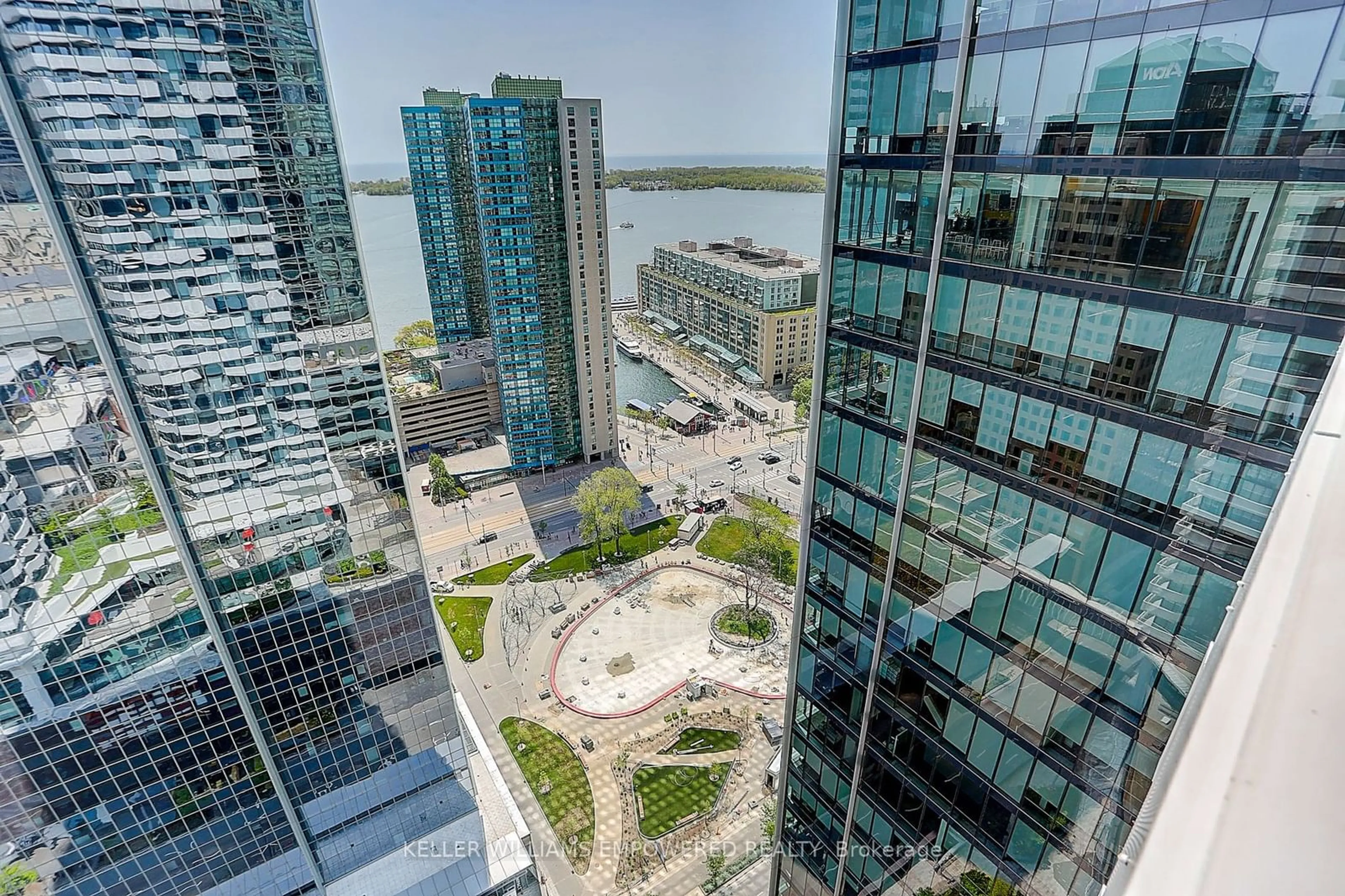 A pic from outside/outdoor area/front of a property/back of a property/a pic from drone, city buildings view from balcony for 100 Harbour St #1610, Toronto Ontario M5J 0B5