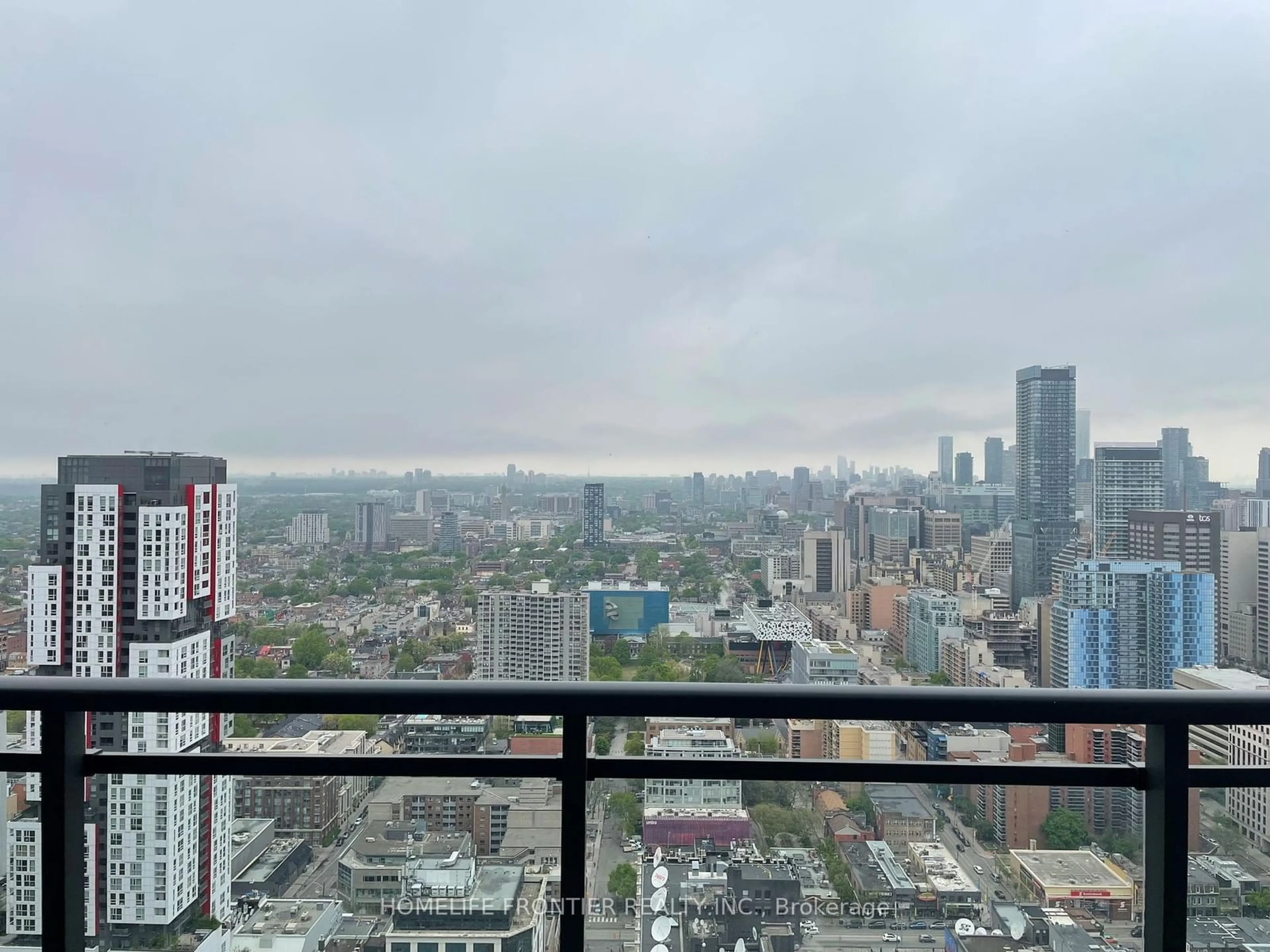 Balcony in the apartment, city buildings view from balcony for 99 John St #4204, Toronto Ontario M5V 0S6