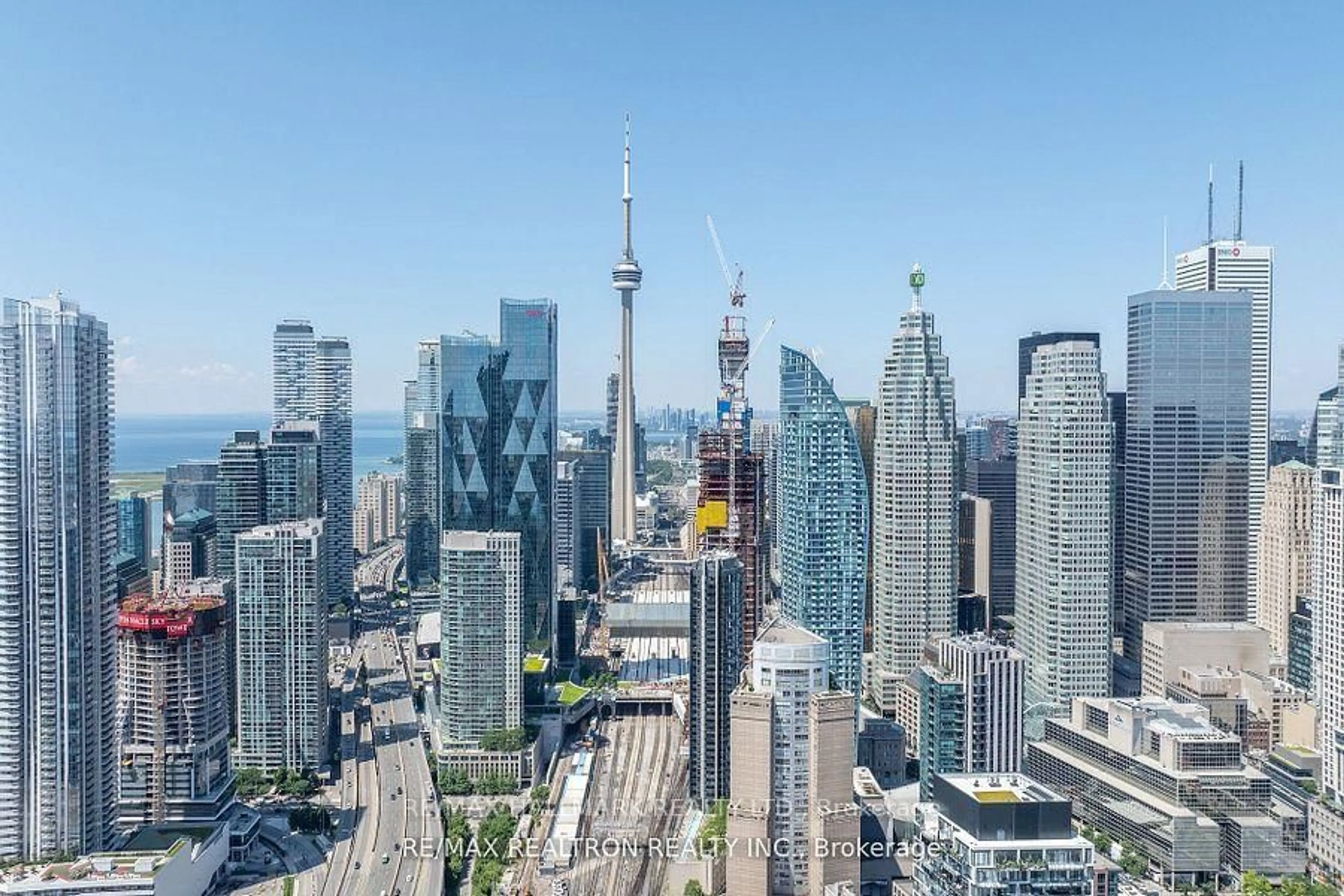 A pic from outside/outdoor area/front of a property/back of a property/a pic from drone, city buildings view from balcony for 55 Cooper St #1905, Toronto Ontario M5E 0G1