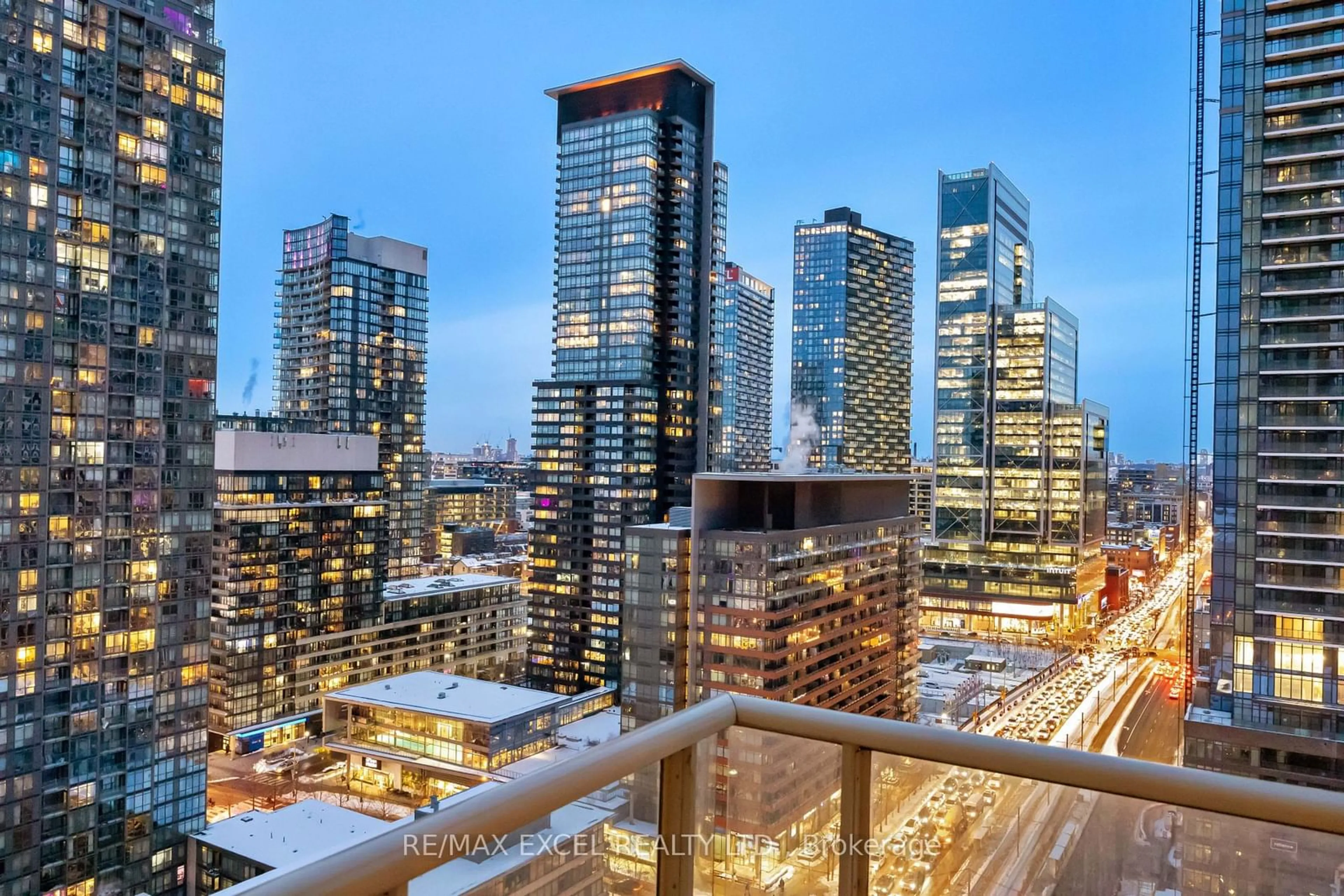 Patio, city buildings view from balcony for 35 Mariner Terr #2603, Toronto Ontario M5V 3V9