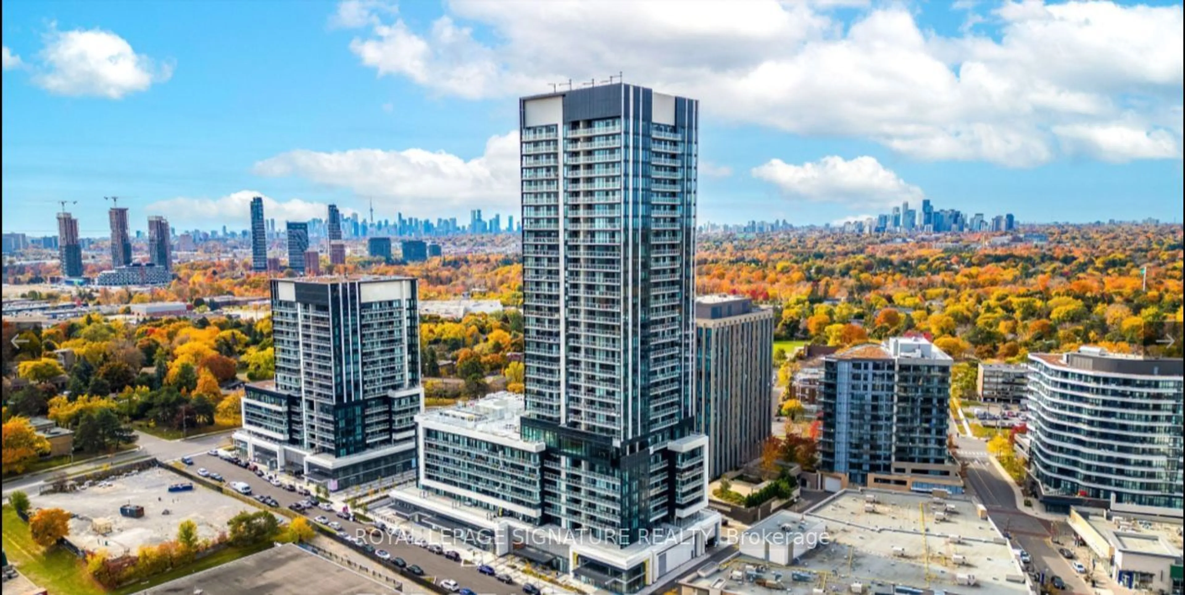 A pic from outside/outdoor area/front of a property/back of a property/a pic from drone, city buildings view from balcony for 20 O'Neill Rd #326, Toronto Ontario M3C 0R2