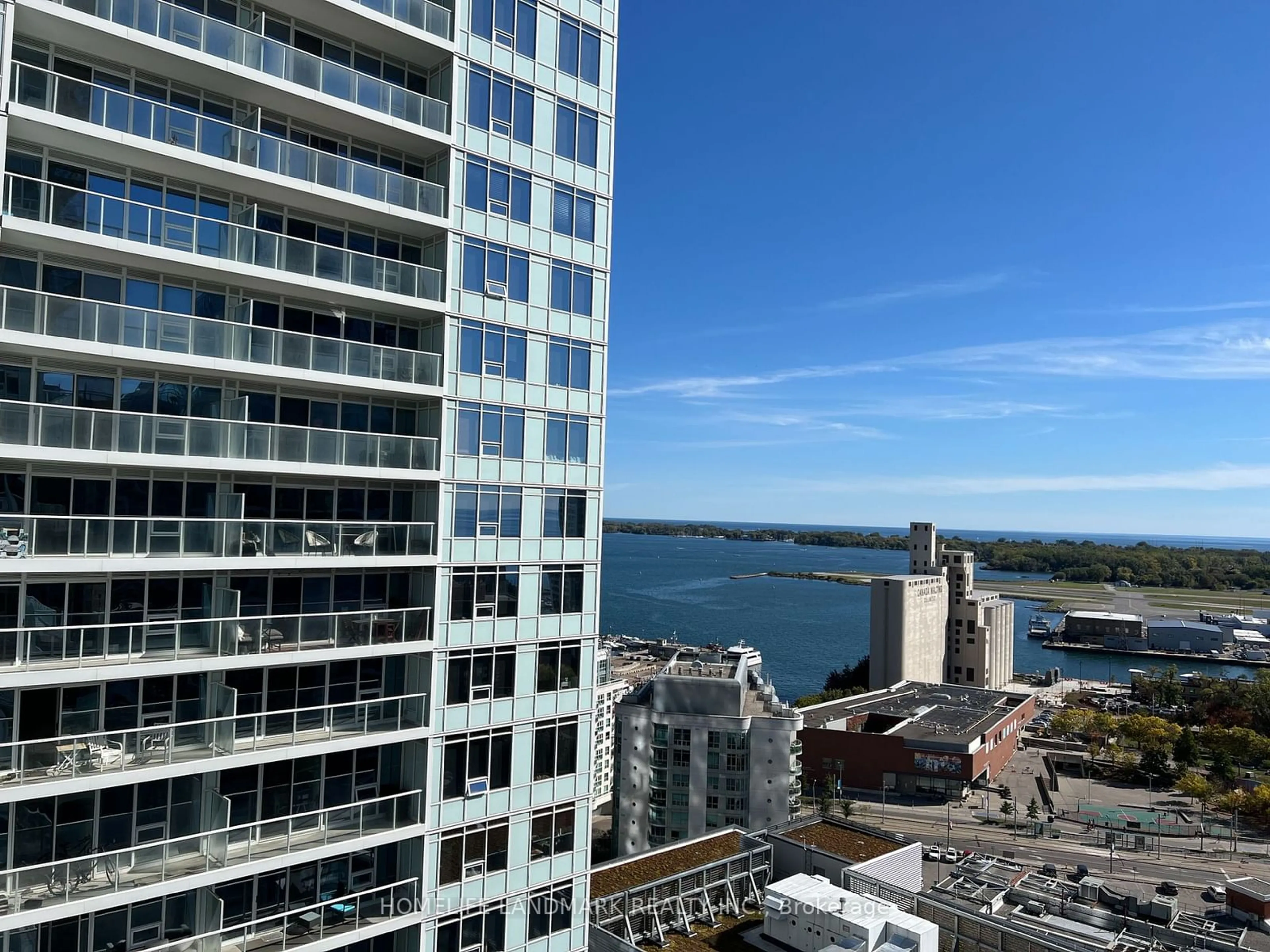 A pic from outside/outdoor area/front of a property/back of a property/a pic from drone, city buildings view from balcony for 19 Bathurst St #2510, Toronto Ontario M5V 2P1