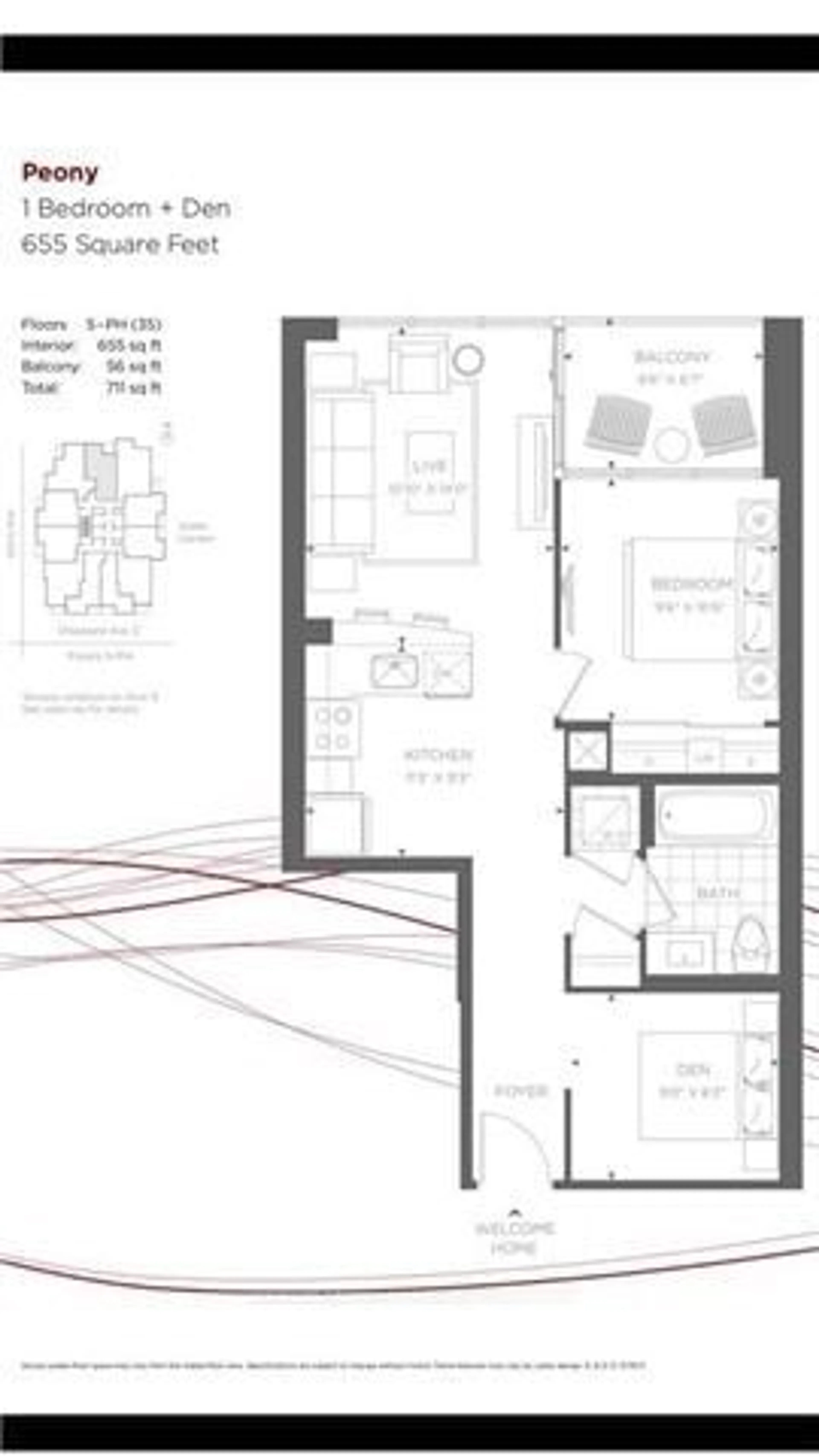 Floor plan for 88 Sheppard Ave #2508, Toronto Ontario M2N 6Y2