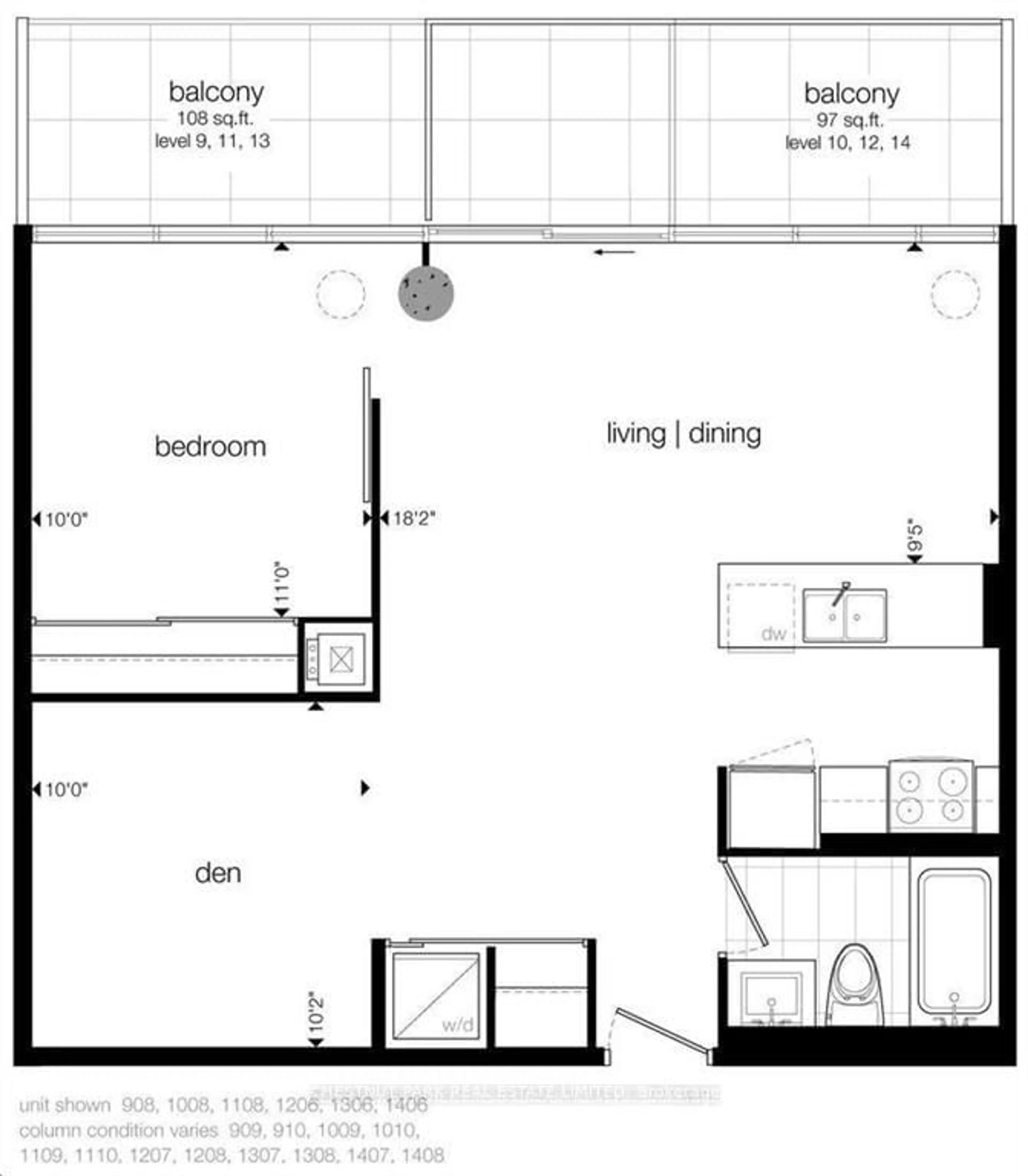 Floor plan for 318 King St #1408, Toronto Ontario M5A 0C1