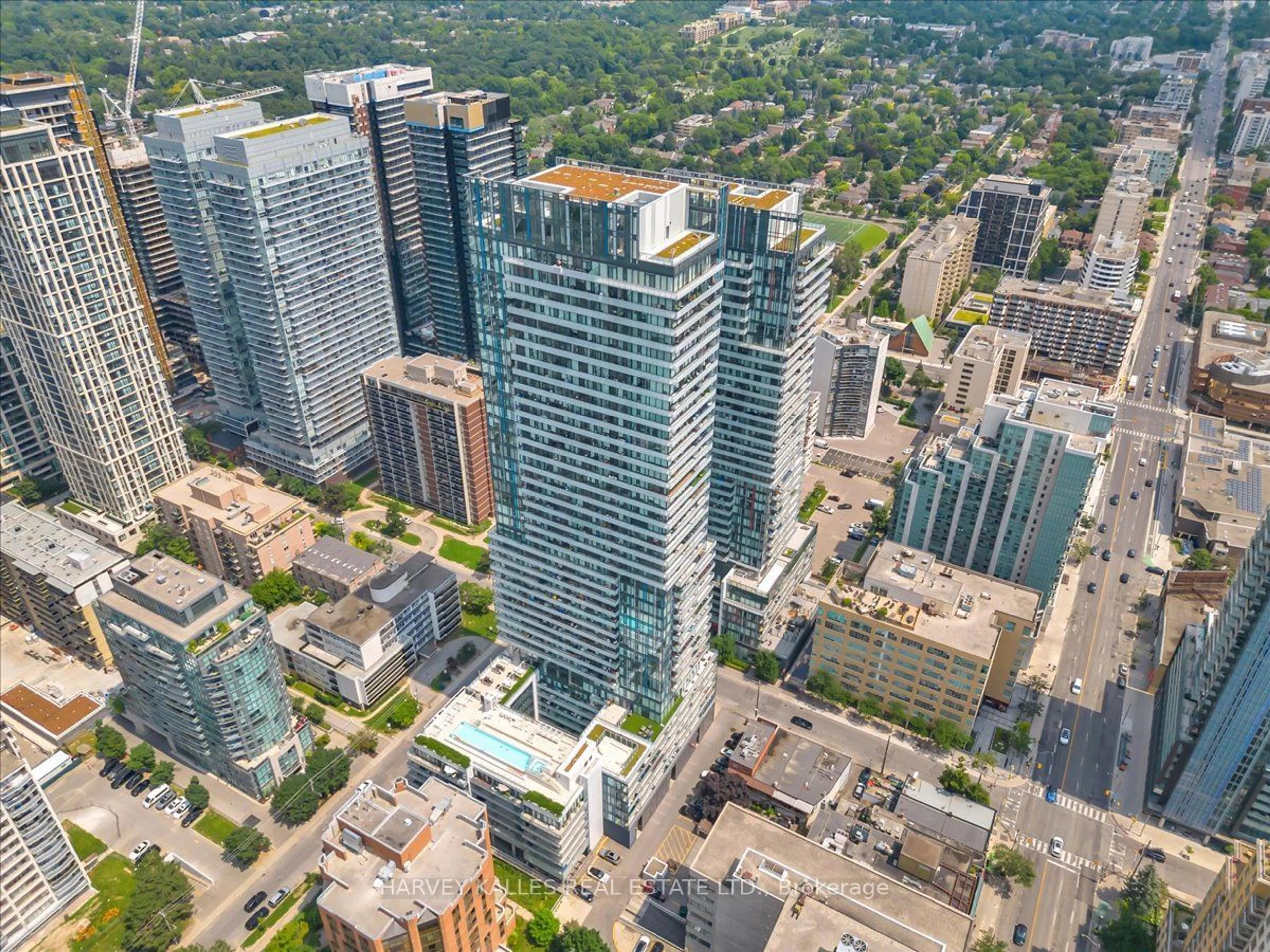 A pic from outside/outdoor area/front of a property/back of a property/a pic from drone, city buildings view from balcony for 161 Roehampton Ave #3301, Toronto Ontario M4P 0C8