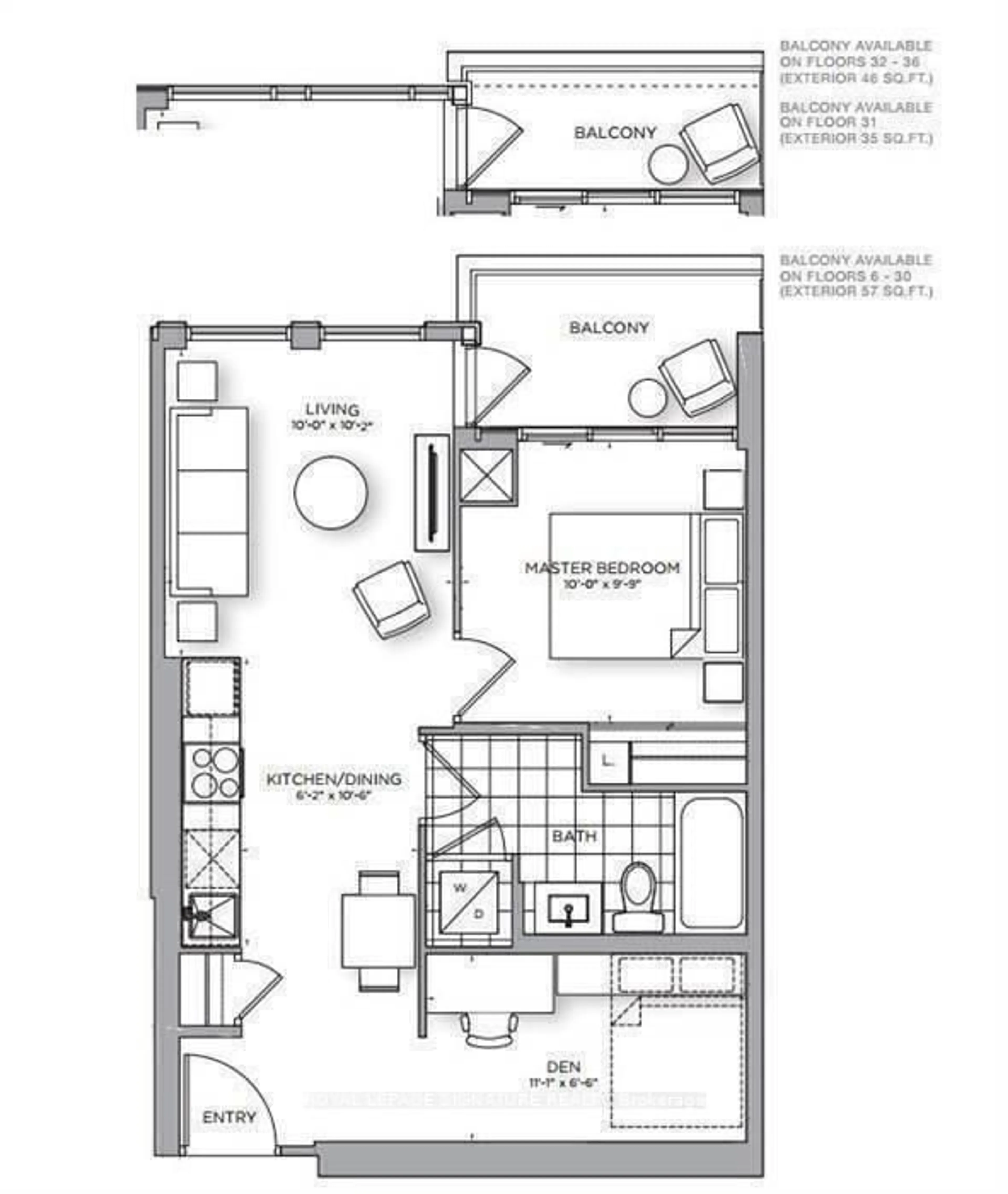 Floor plan for 159 Wellesley St #1011, Toronto Ontario M4Y 0H5