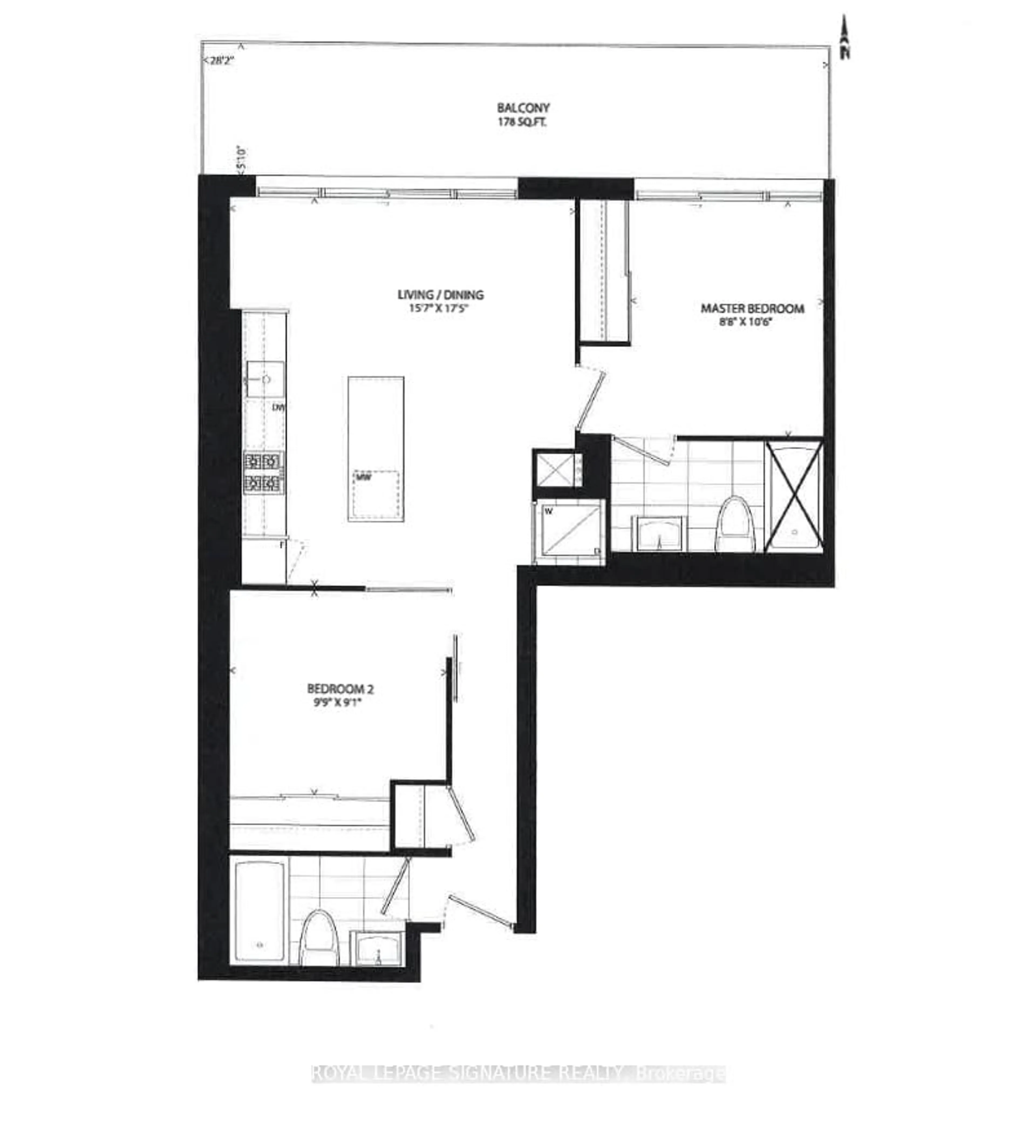 Floor plan for 130 Rusholme Rd #507, Toronto Ontario M6H 2Y7