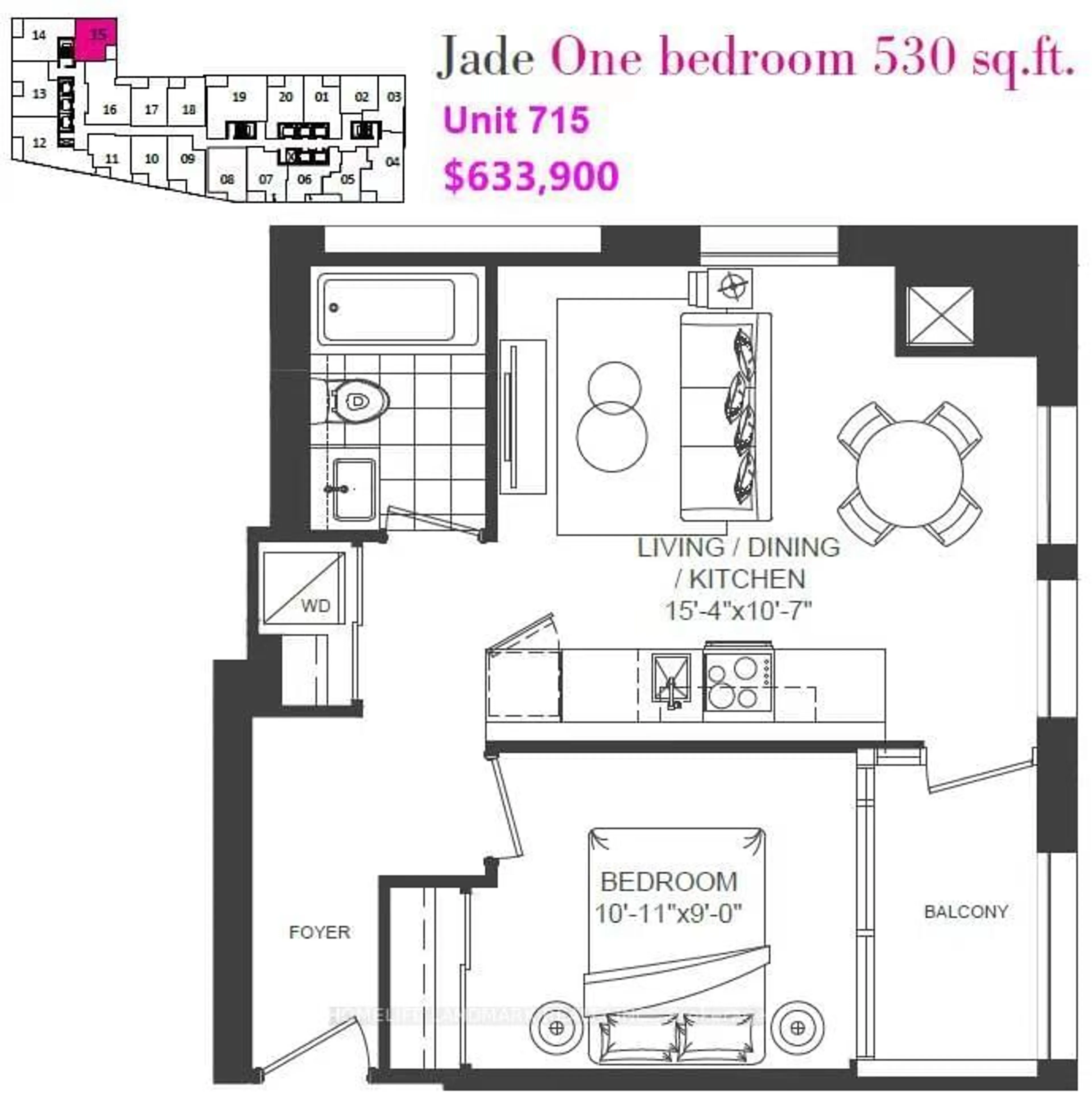 Floor plan for 121 St Patrick St #715, Toronto Ontario M5T 0B8