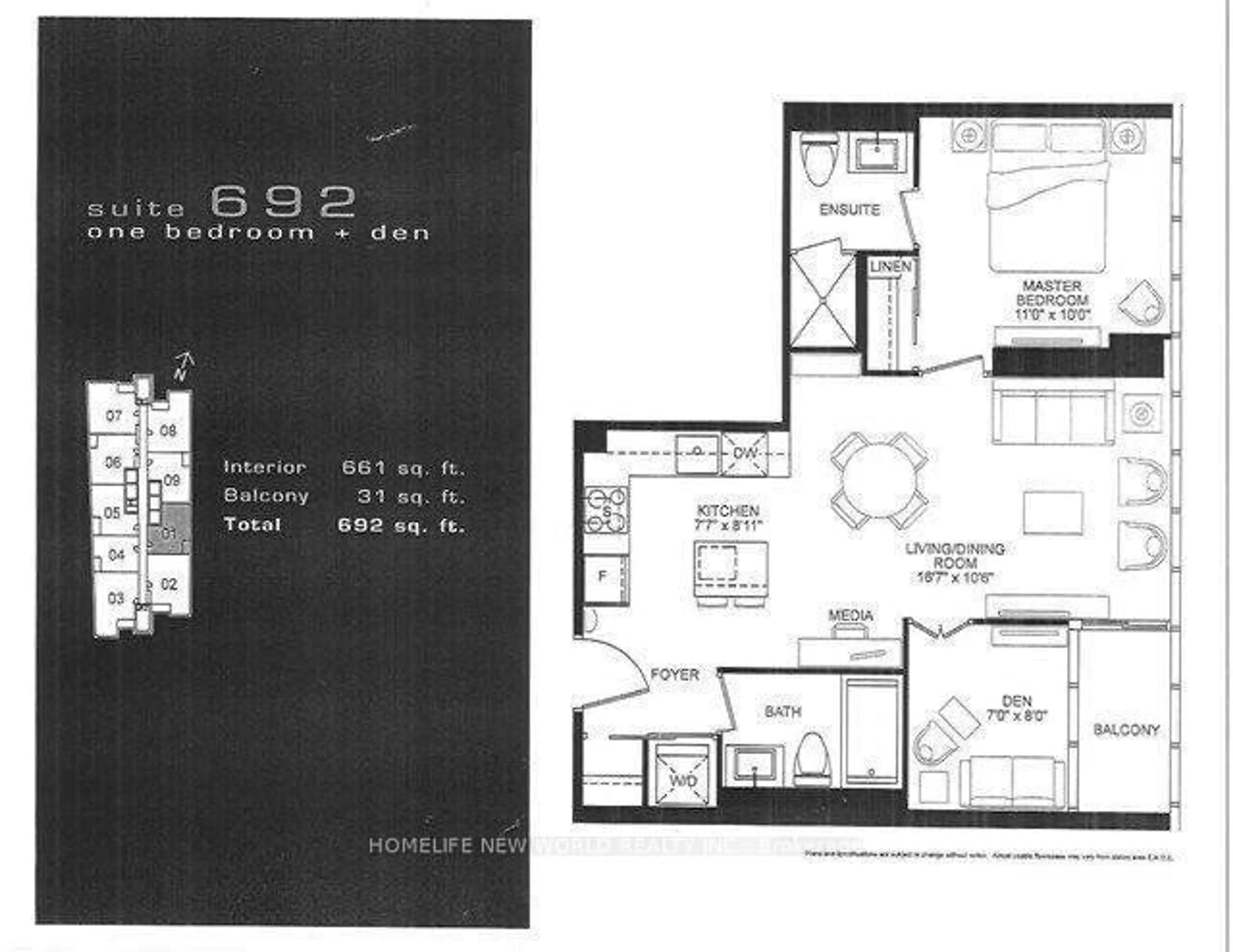 Floor plan for 11 Bogert Ave #2001, Toronto Ontario M2N 1K4