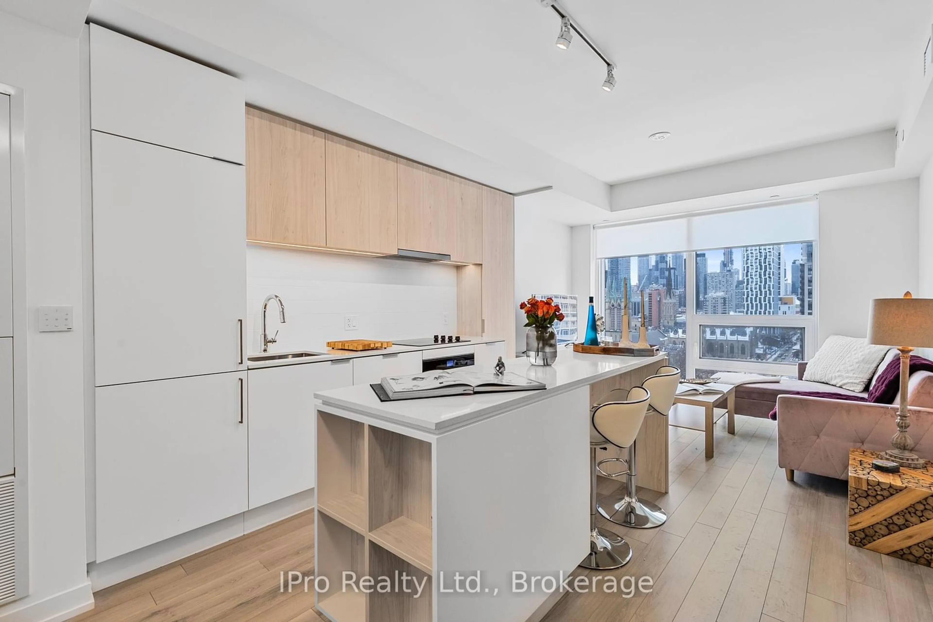 Open concept kitchen, wood/laminate floor for 89 CHURCH St #1604, Toronto Ontario M5C 2G3