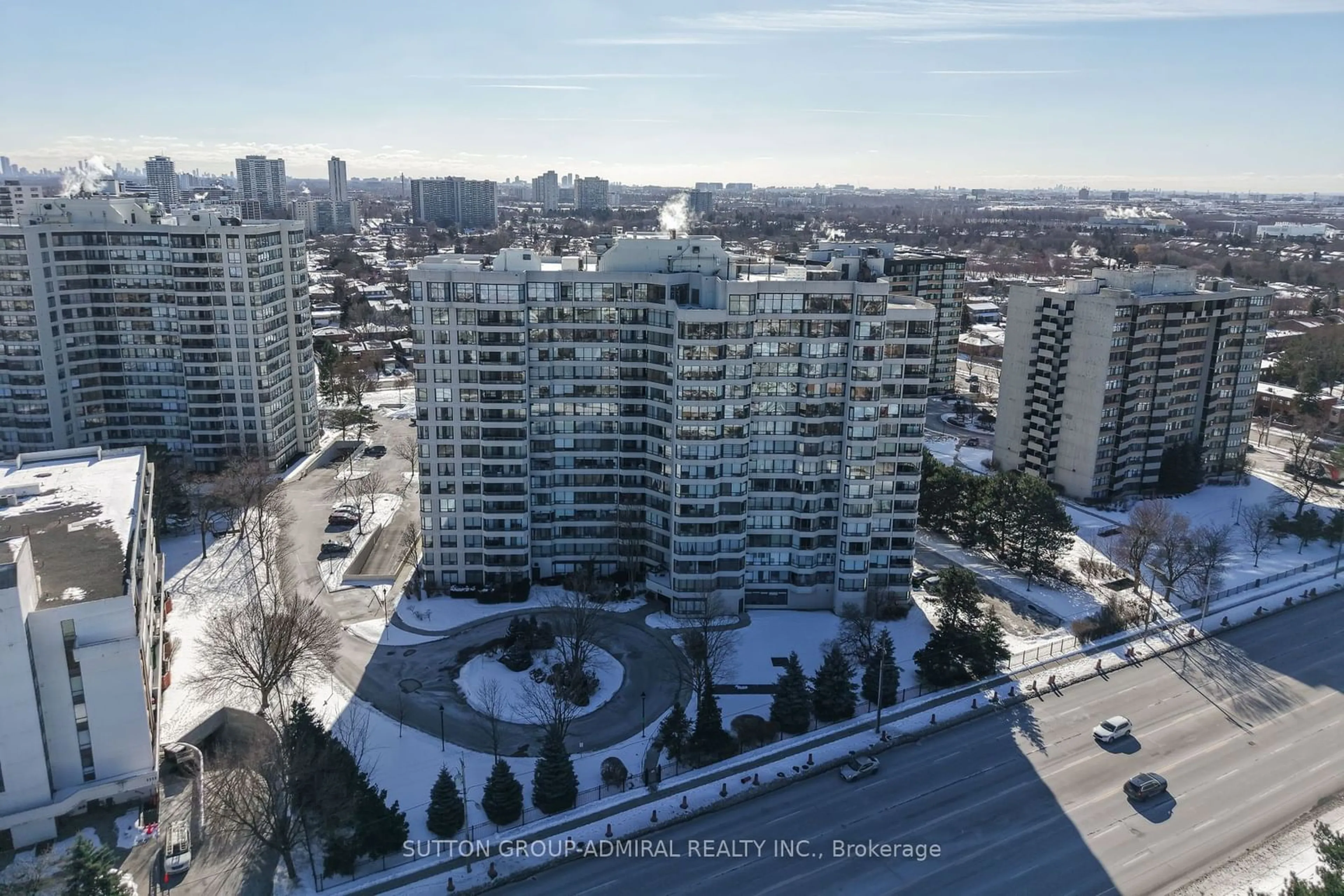 A pic from outside/outdoor area/front of a property/back of a property/a pic from drone, city buildings view from balcony for 1131 Steeles Ave #314, Toronto Ontario M2R 3W8