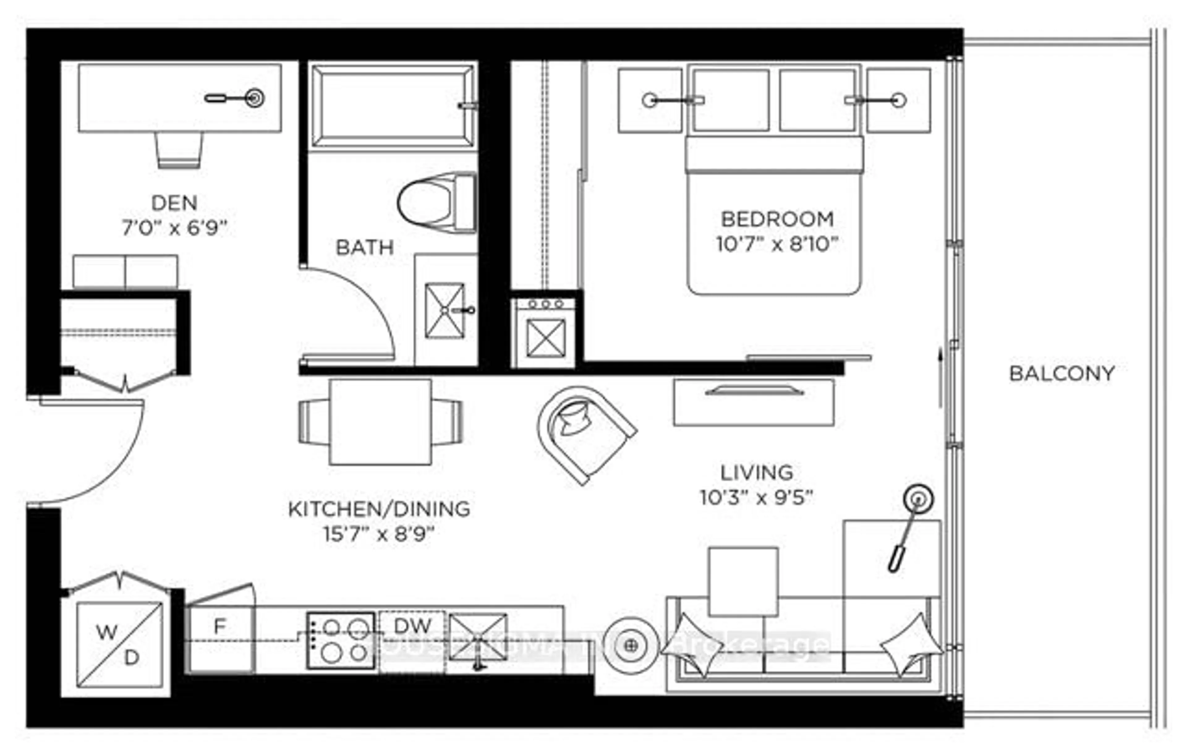 Floor plan for 290 Adelaide St #1507, Toronto Ontario M5V 1P6