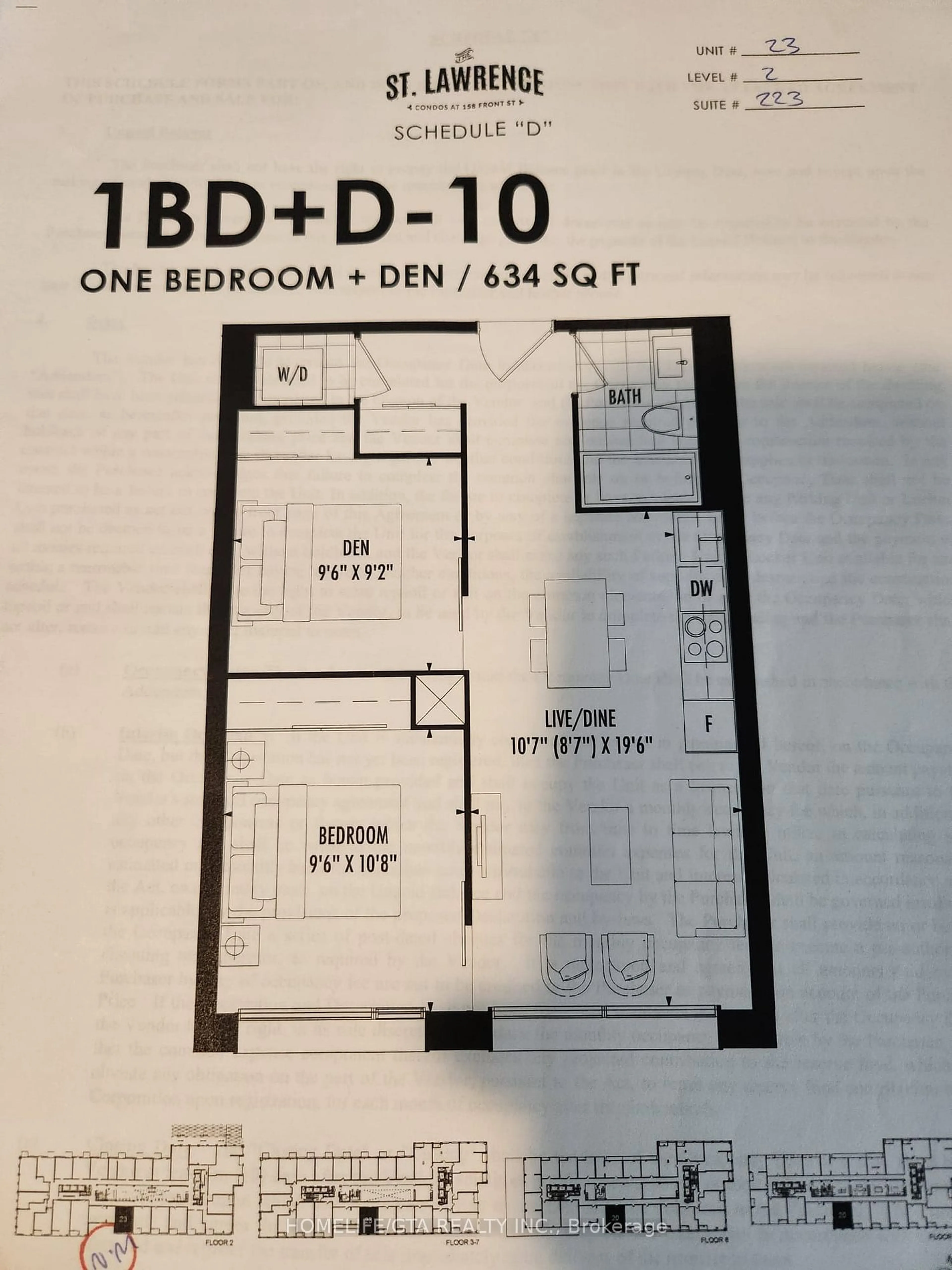 Floor plan for 158 Front St #223, Toronto Ontario M5A 0K9