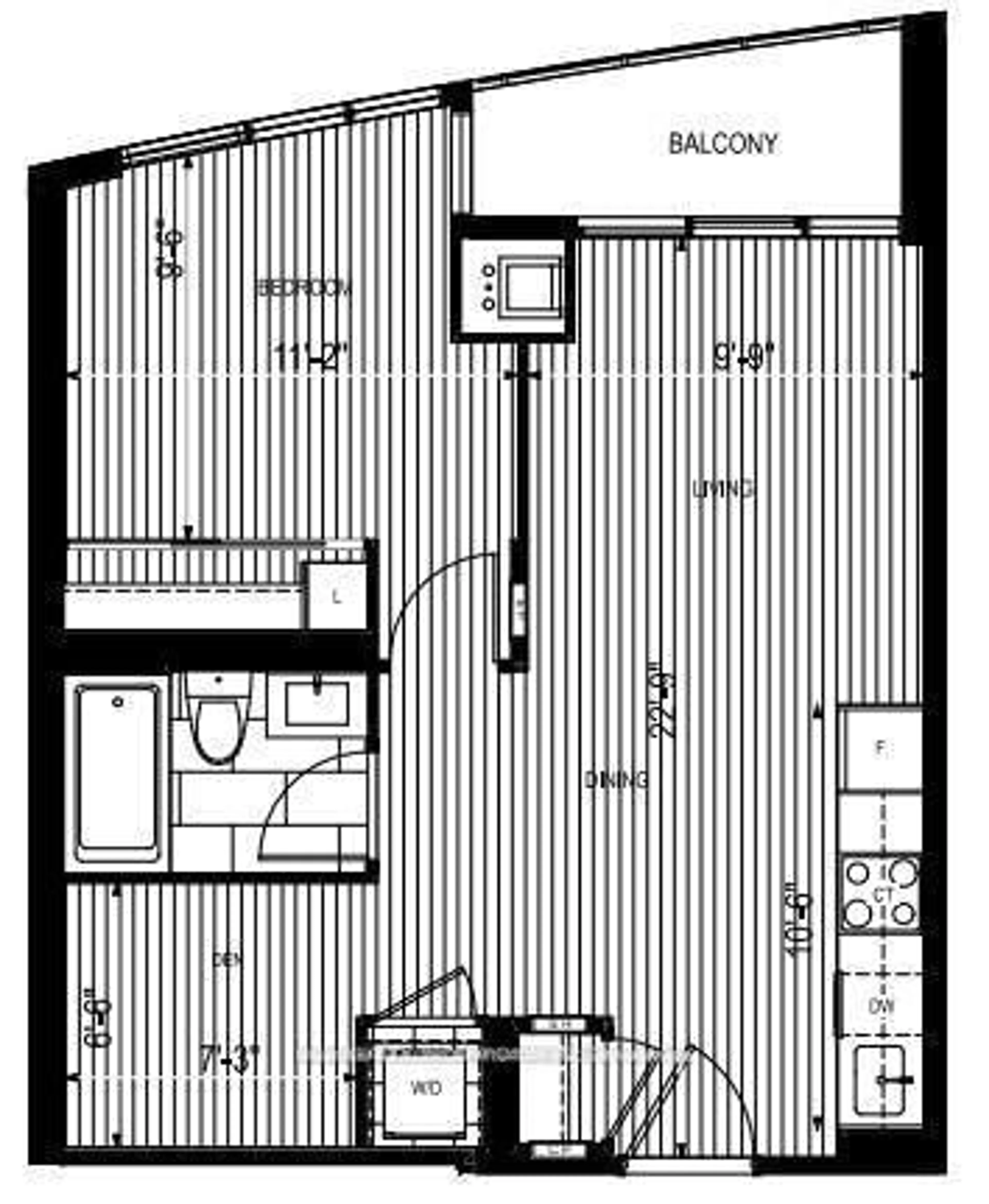 Floor plan for 585 Bloor St #619, Toronto Ontario M4W 0B3