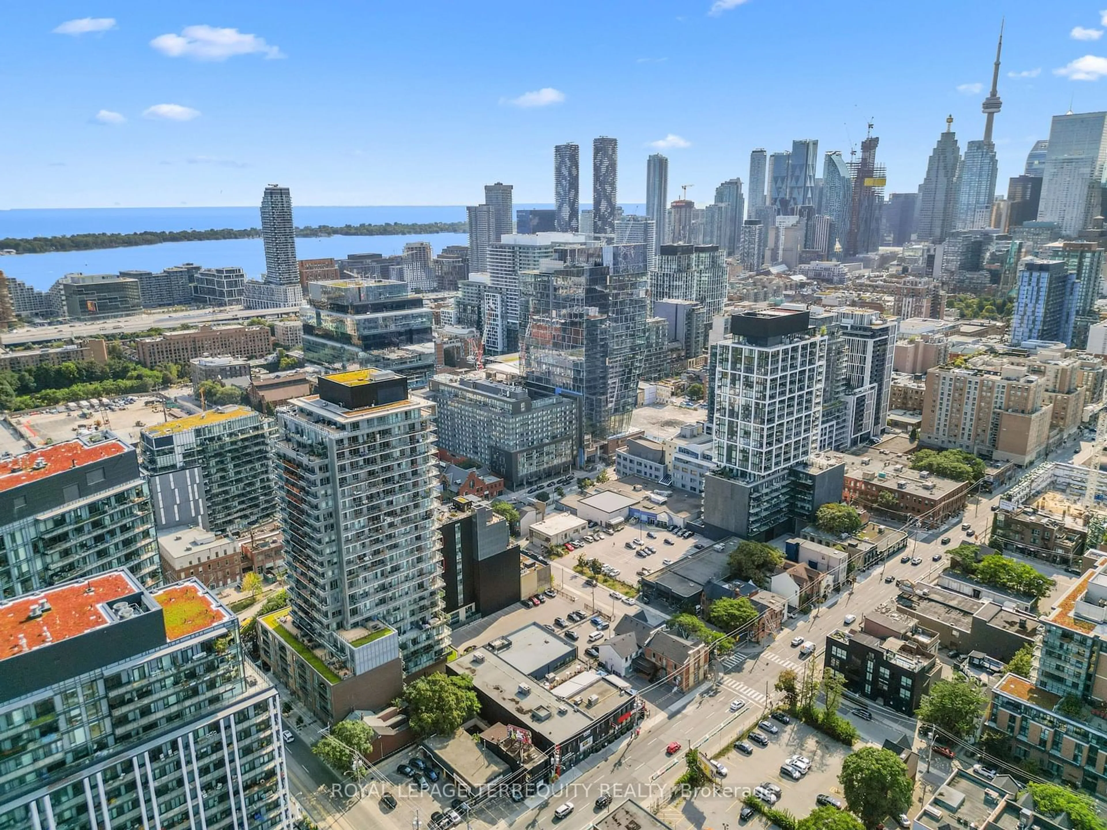 A pic from outside/outdoor area/front of a property/back of a property/a pic from drone, city buildings view from balcony for 120 Parliament St #1808, Toronto Ontario M5A 0N6