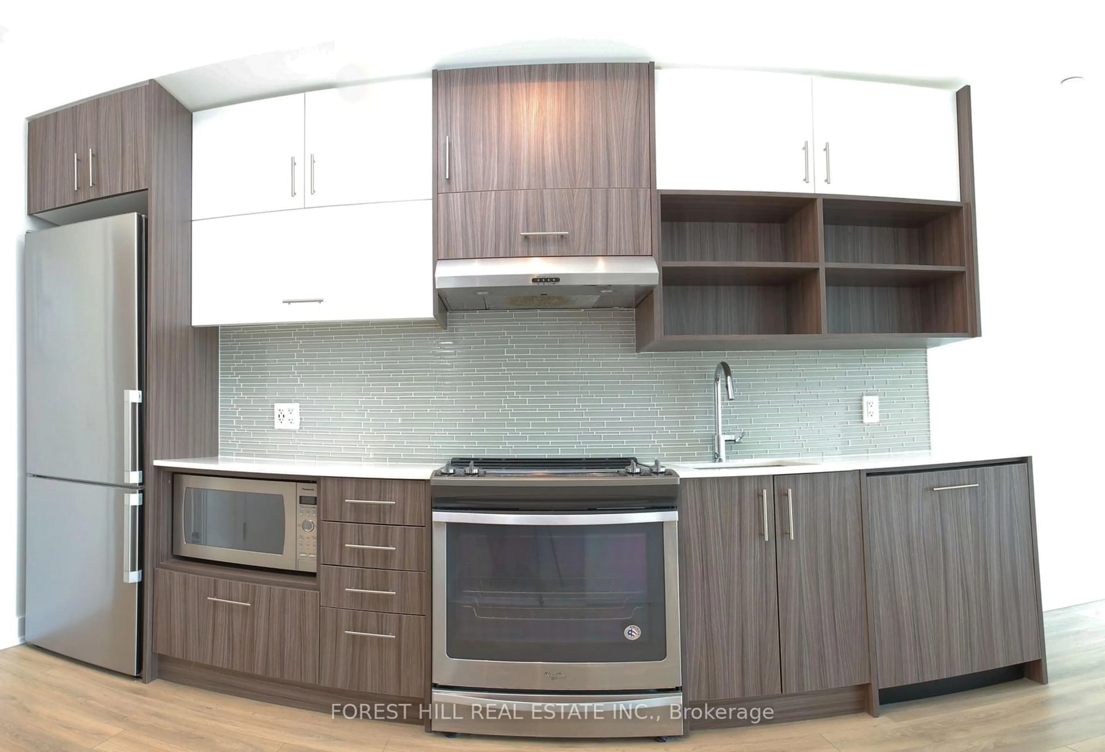 Open concept kitchen, wood/laminate floor for 128 Fairview Mall Dr #1407, Toronto Ontario M2J 0E8