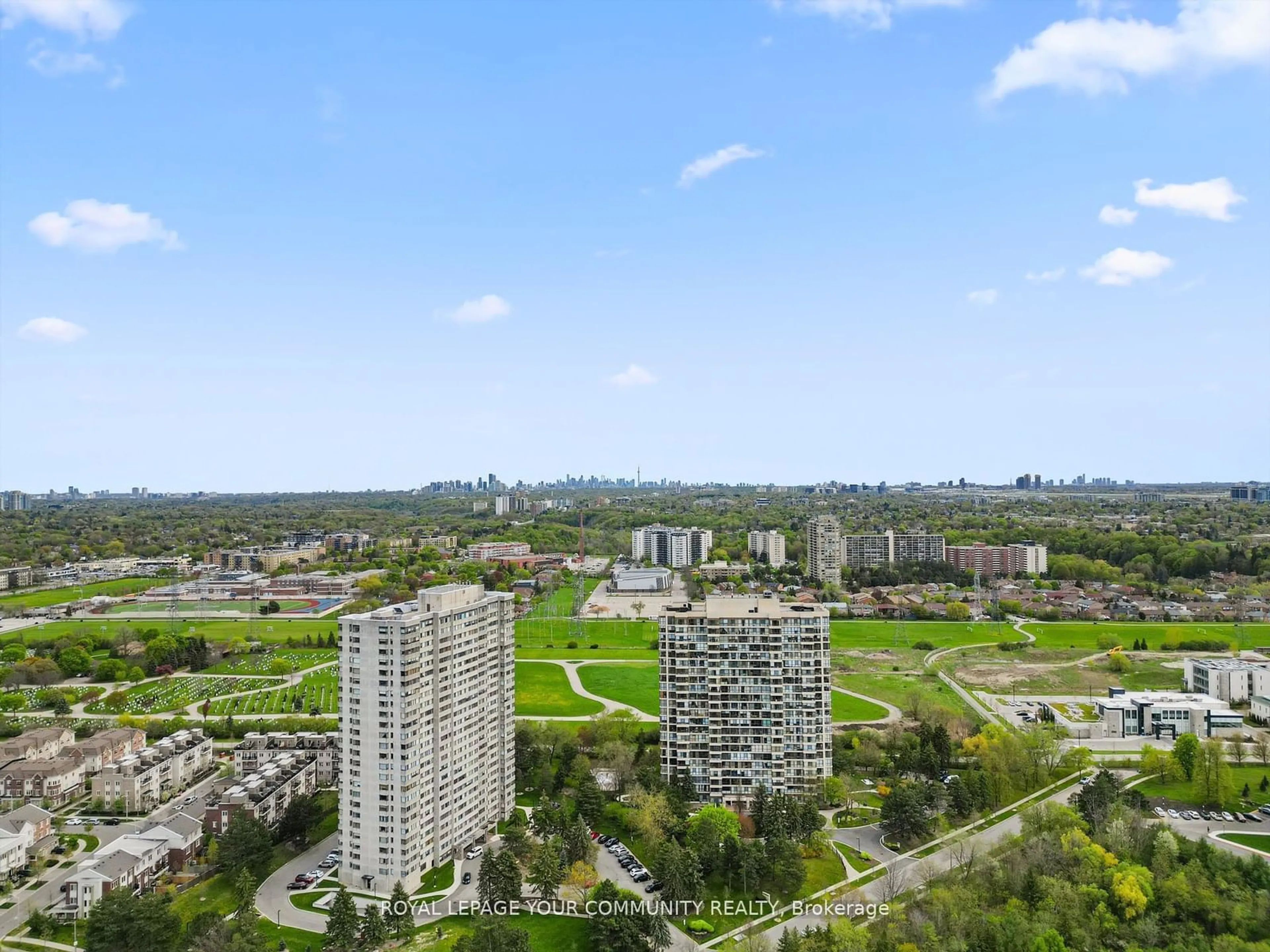 A pic from outside/outdoor area/front of a property/back of a property/a pic from drone, city buildings view from balcony for 133 Torresdale Ave #606, Toronto Ontario M2R 3T2