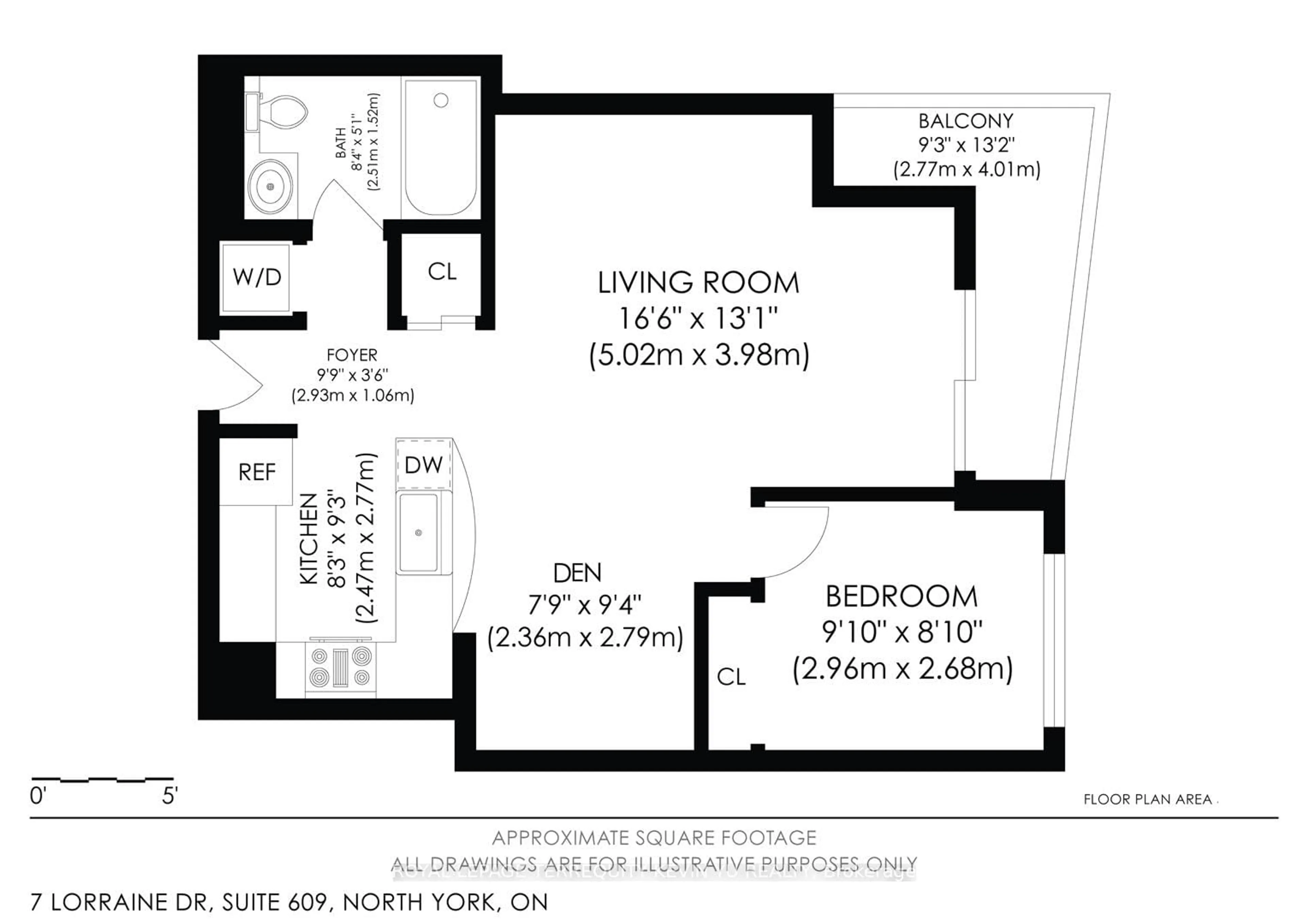 Floor plan for 7 Lorraine Dr #609, Toronto Ontario M2N 7H2