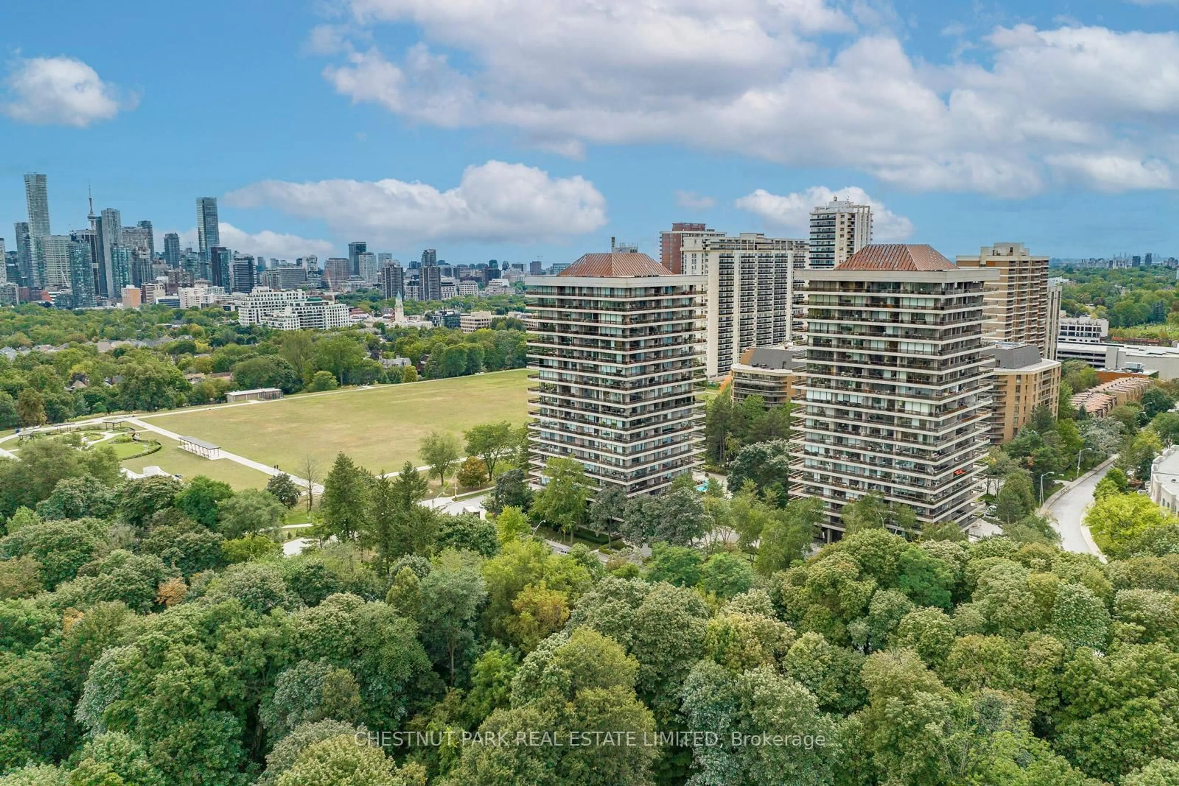 A pic from outside/outdoor area/front of a property/back of a property/a pic from drone, city buildings view from balcony for 10 Avoca Ave #606, Toronto Ontario M4T 2B7