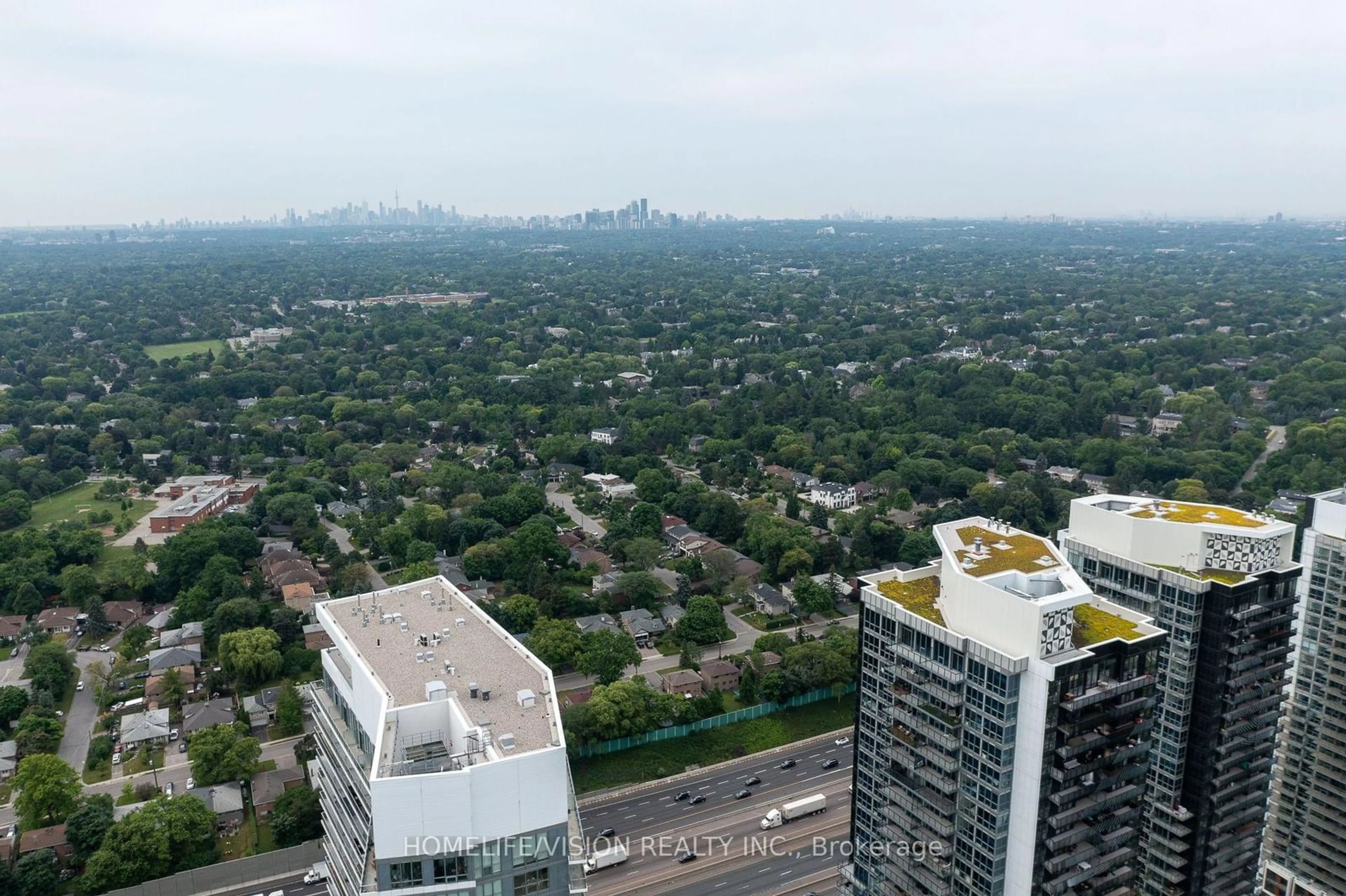 A pic from outside/outdoor area/front of a property/back of a property/a pic from drone, city buildings view from balcony for 121 MCMAHON Dr #2802, Toronto Ontario M2K 0C1