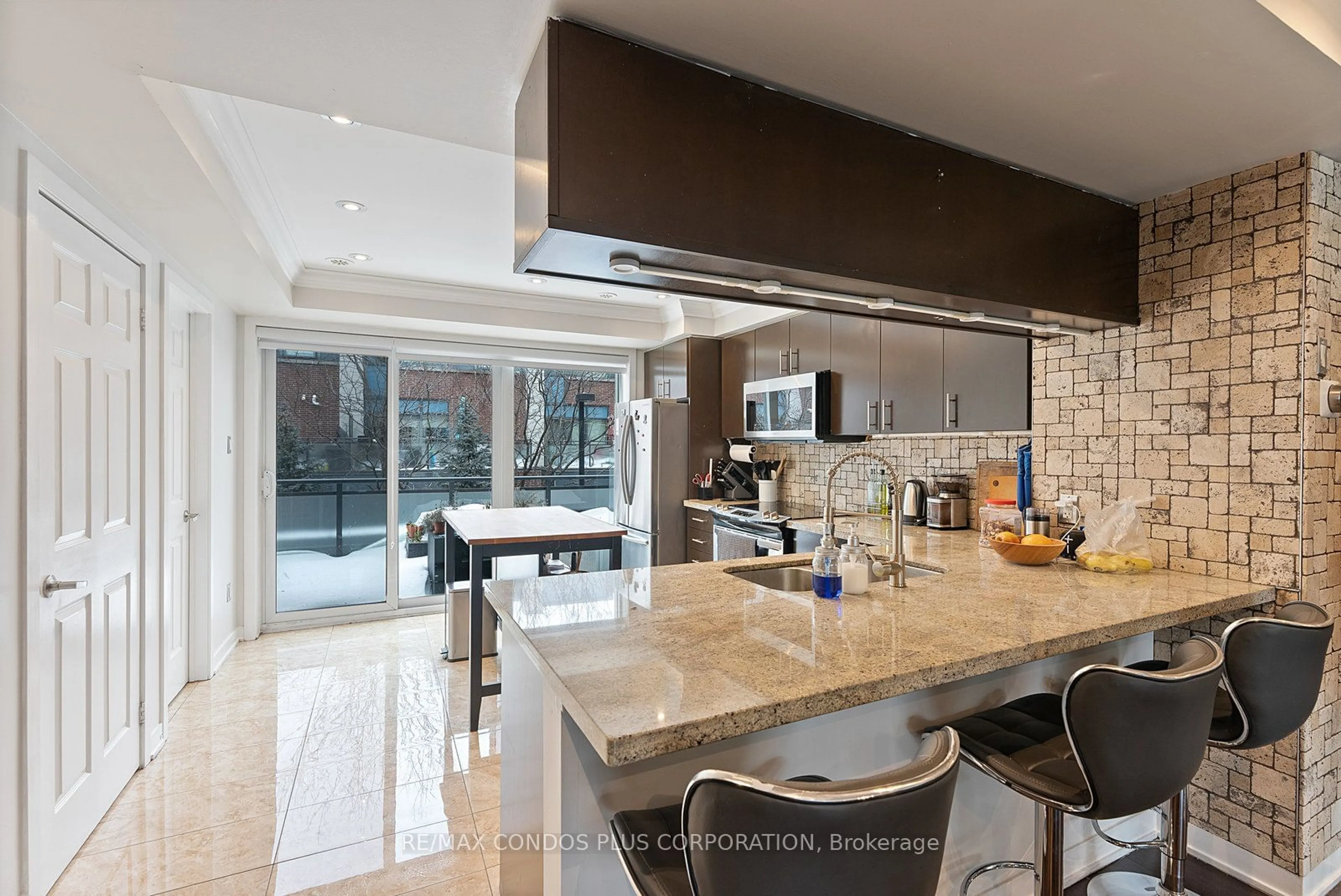 Contemporary kitchen, ceramic/tile floor for 50 Cole St, Toronto Ontario M5A 0A3