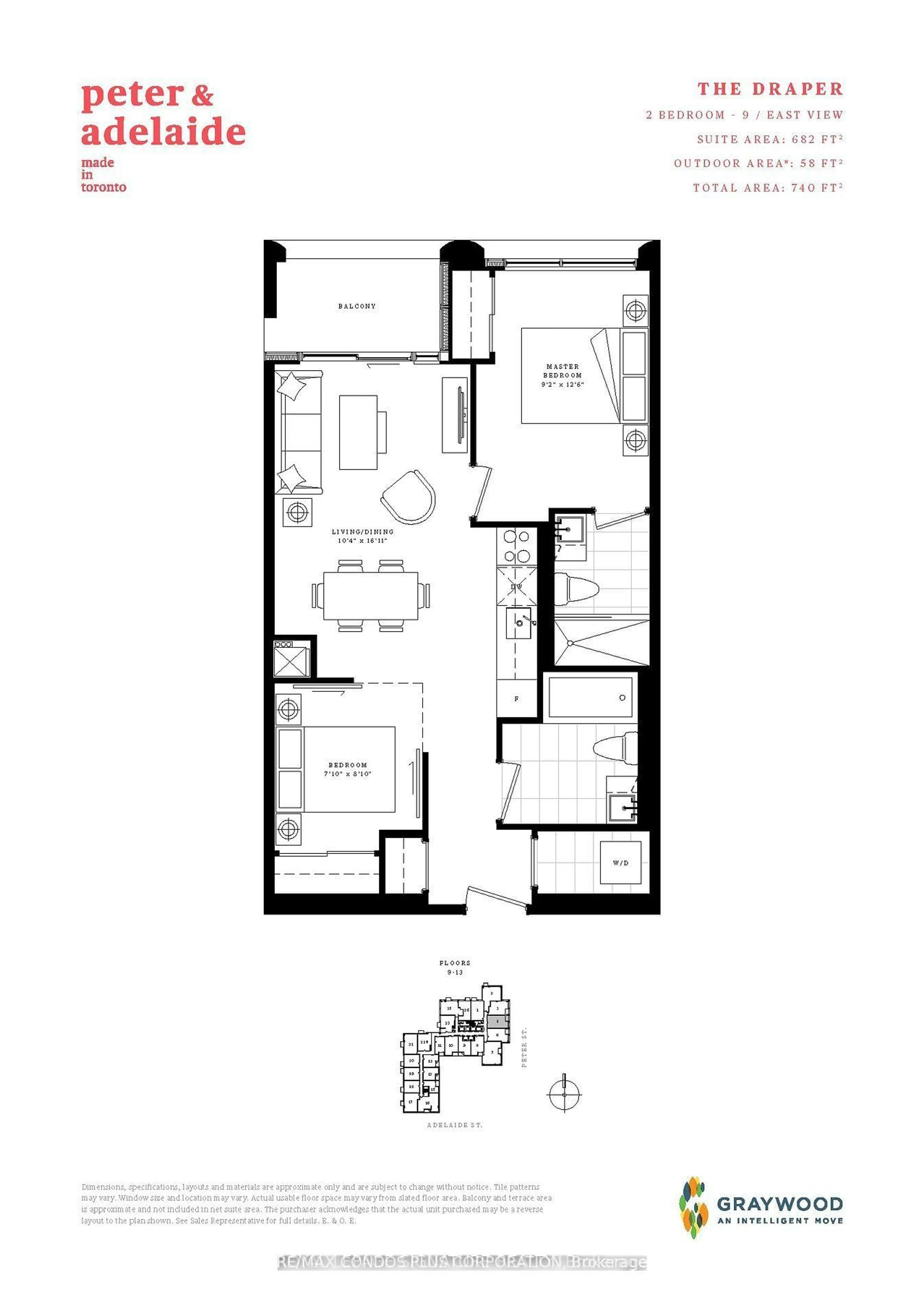 Floor plan for 108 Peter St #1305, Toronto Ontario M5V 0W2