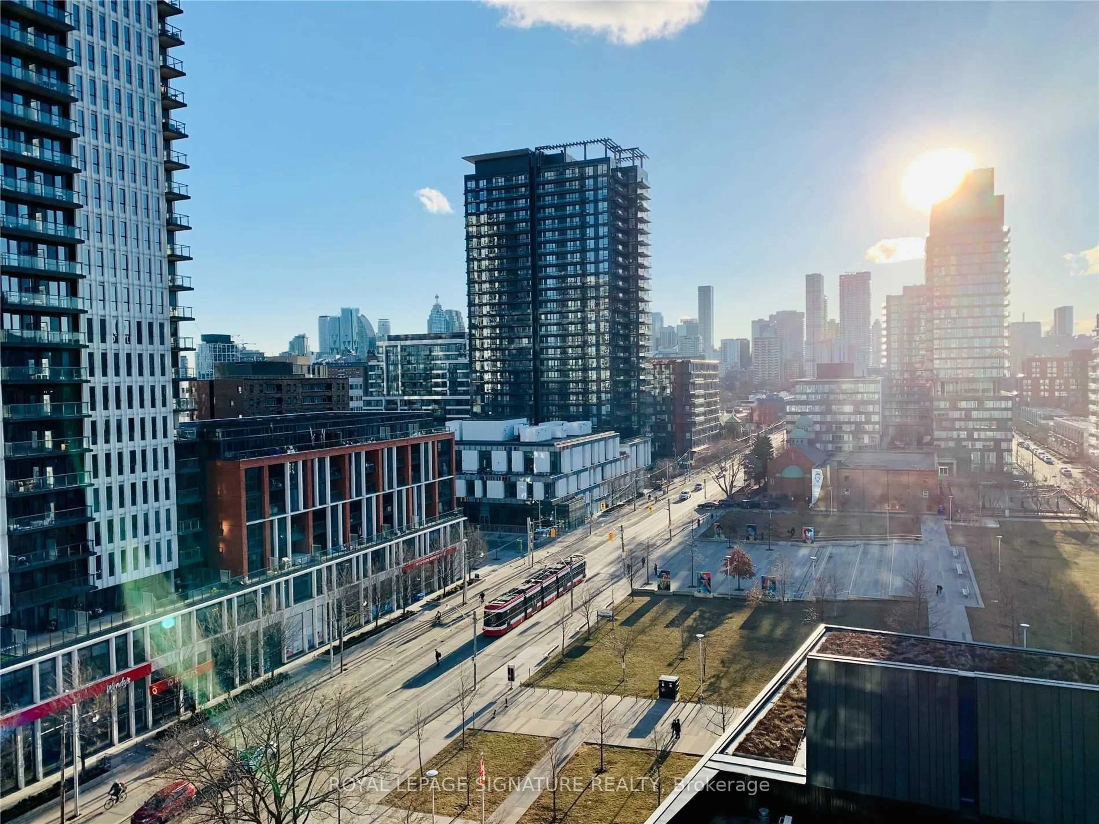 A pic from outside/outdoor area/front of a property/back of a property/a pic from drone, city buildings view from balcony for 225 Sumach St #906, Toronto Ontario M5A 0P8