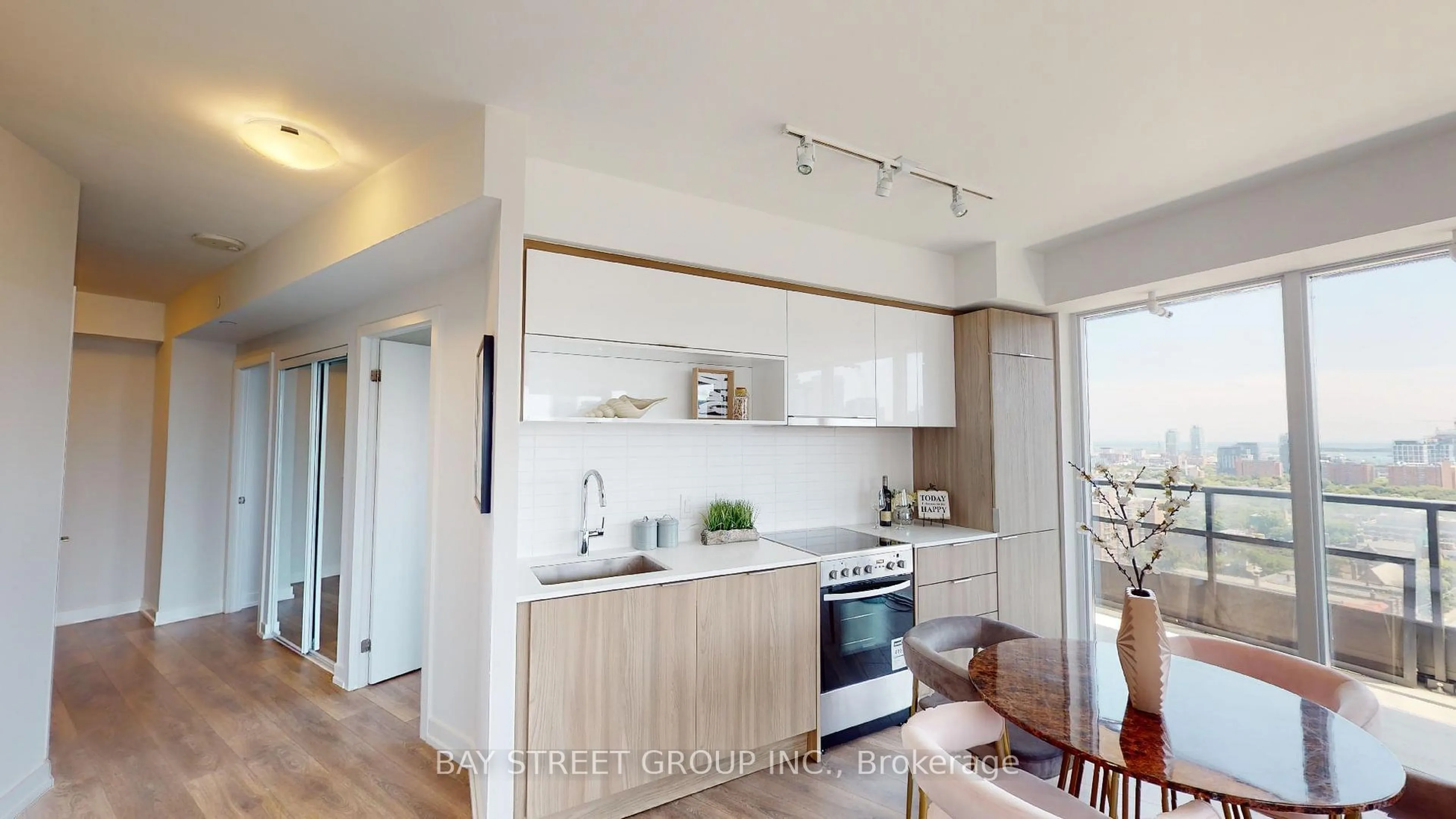 Open concept kitchen, wood/laminate floor for 159 Wellesley St #1908, Toronto Ontario M4Y 0H5