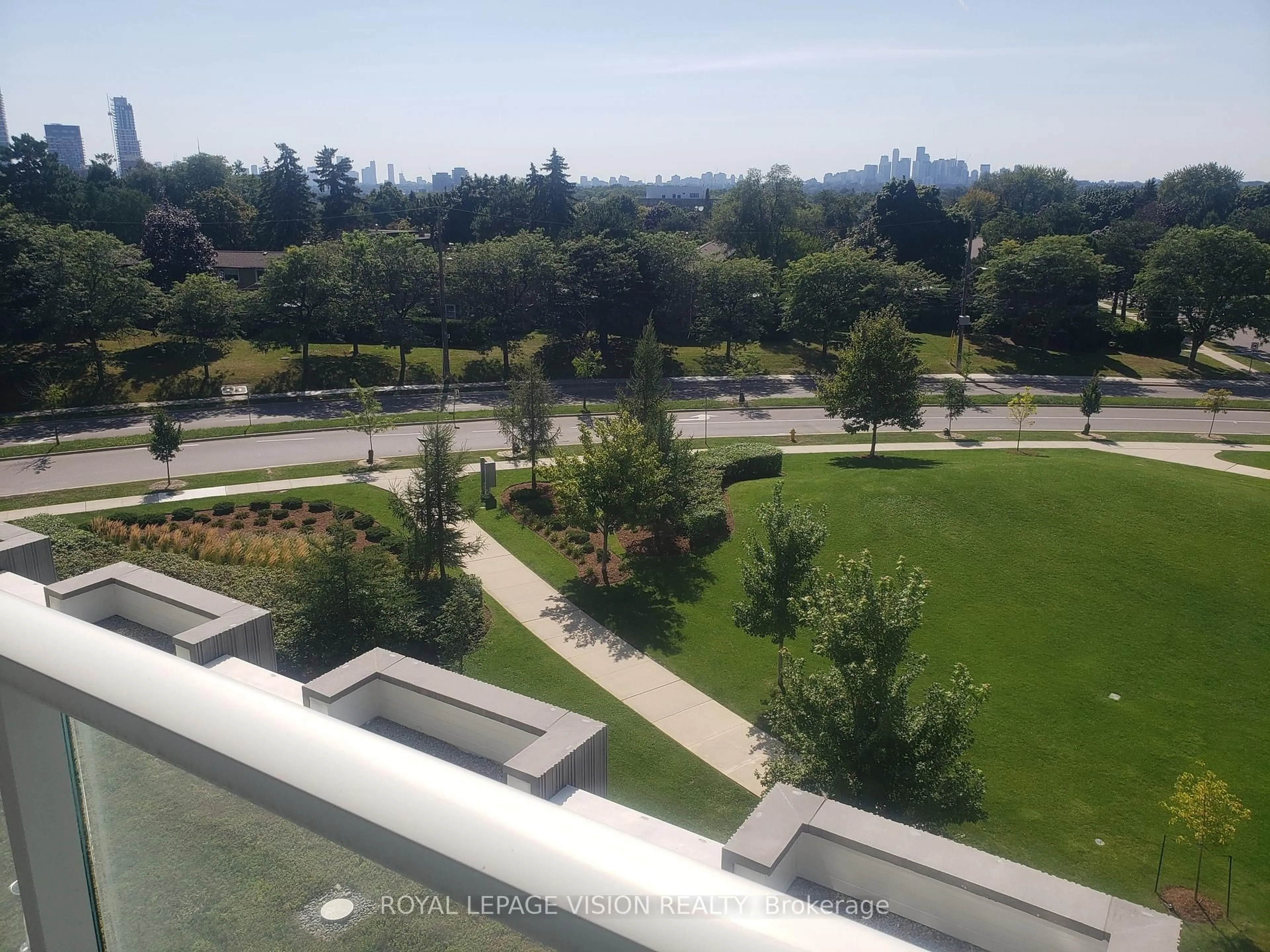 A pic from outside/outdoor area/front of a property/back of a property/a pic from drone, city buildings view from balcony for 20 O'Neill Rd #434, Toronto Ontario M3C 0R2