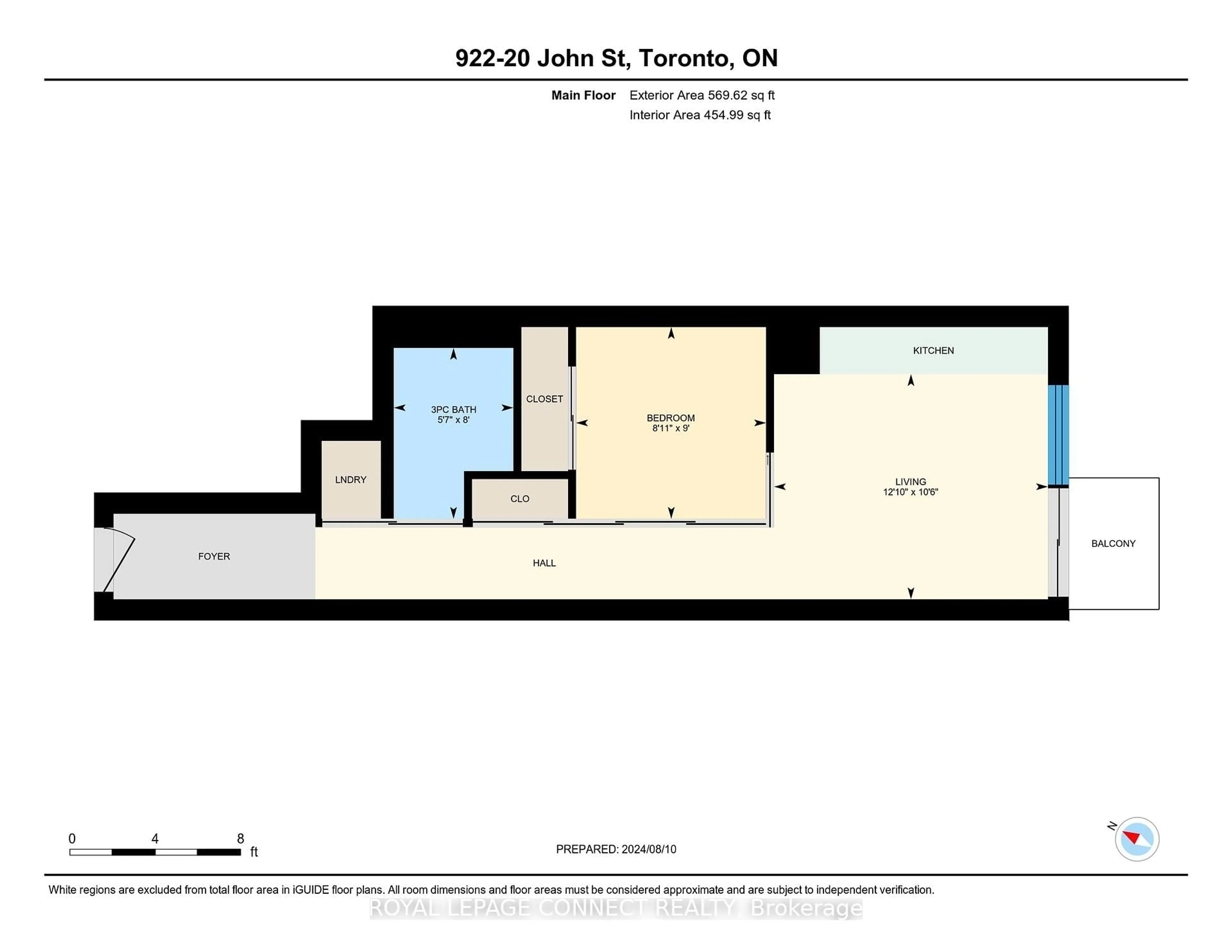 Floor plan for 20 John St #922, Toronto Ontario M5V 0G5