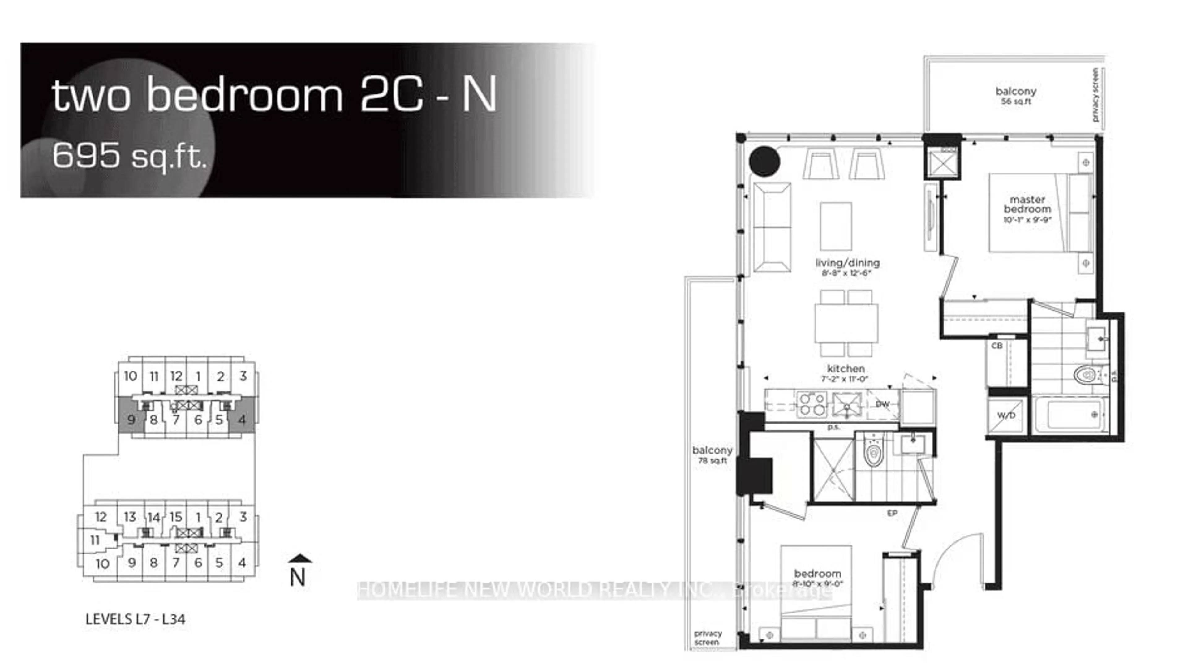 Floor plan for 99 Broadway Ave #2404, Toronto Ontario M4P 0E3