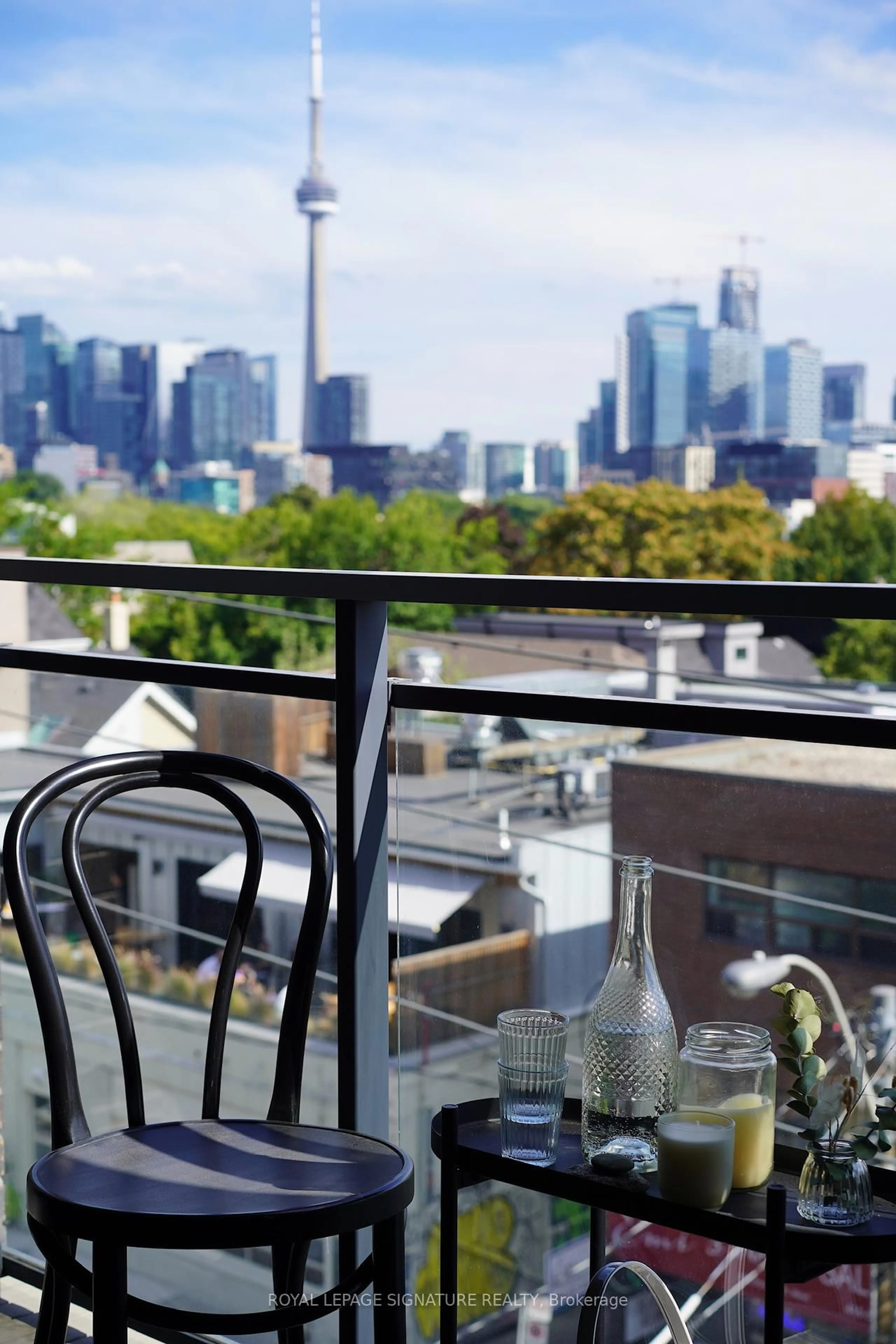 Balcony in the apartment, city buildings view from balcony for 205 Manning Ave #408, Toronto Ontario M6J 0E2