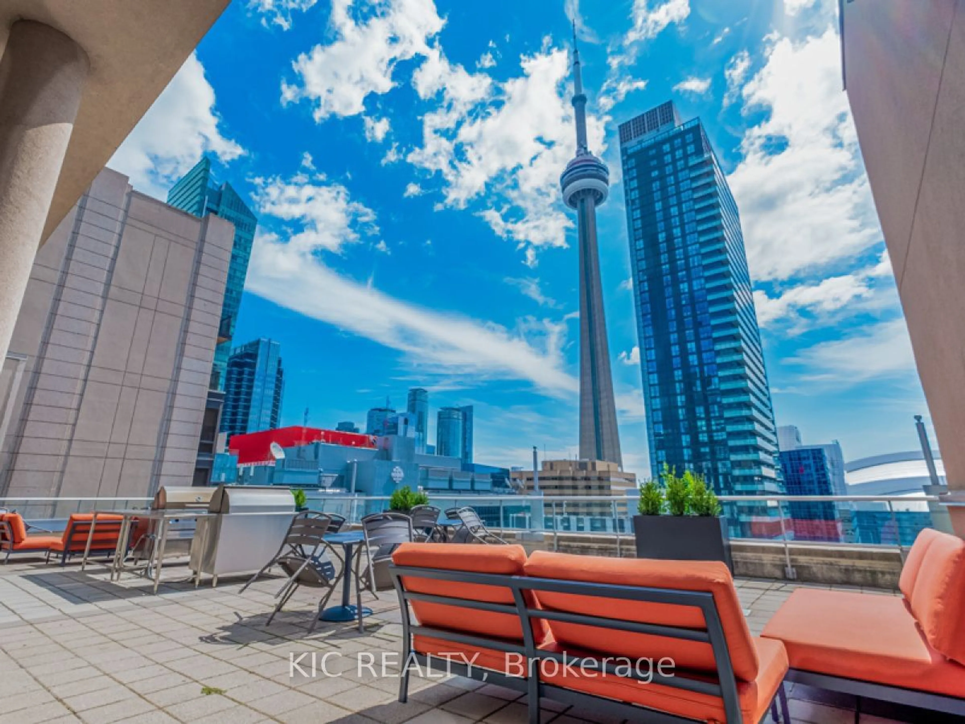 Patio, city buildings view from balcony for 250 Wellington St #1727, Toronto Ontario M5V 3P6