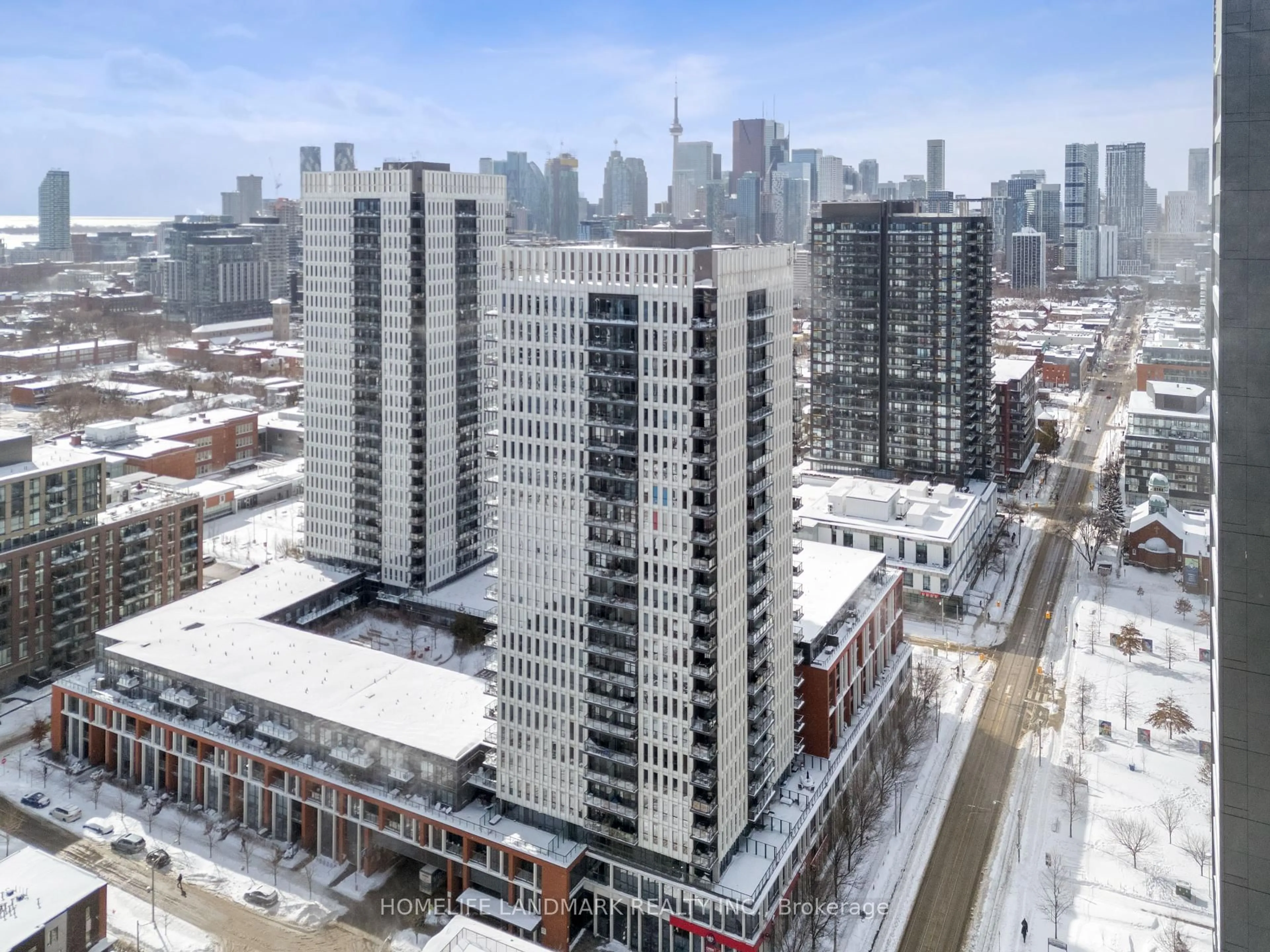 A pic from outside/outdoor area/front of a property/back of a property/a pic from drone, city buildings view from balcony for 170 Sumach St #1803, Toronto Ontario M5A 0C3