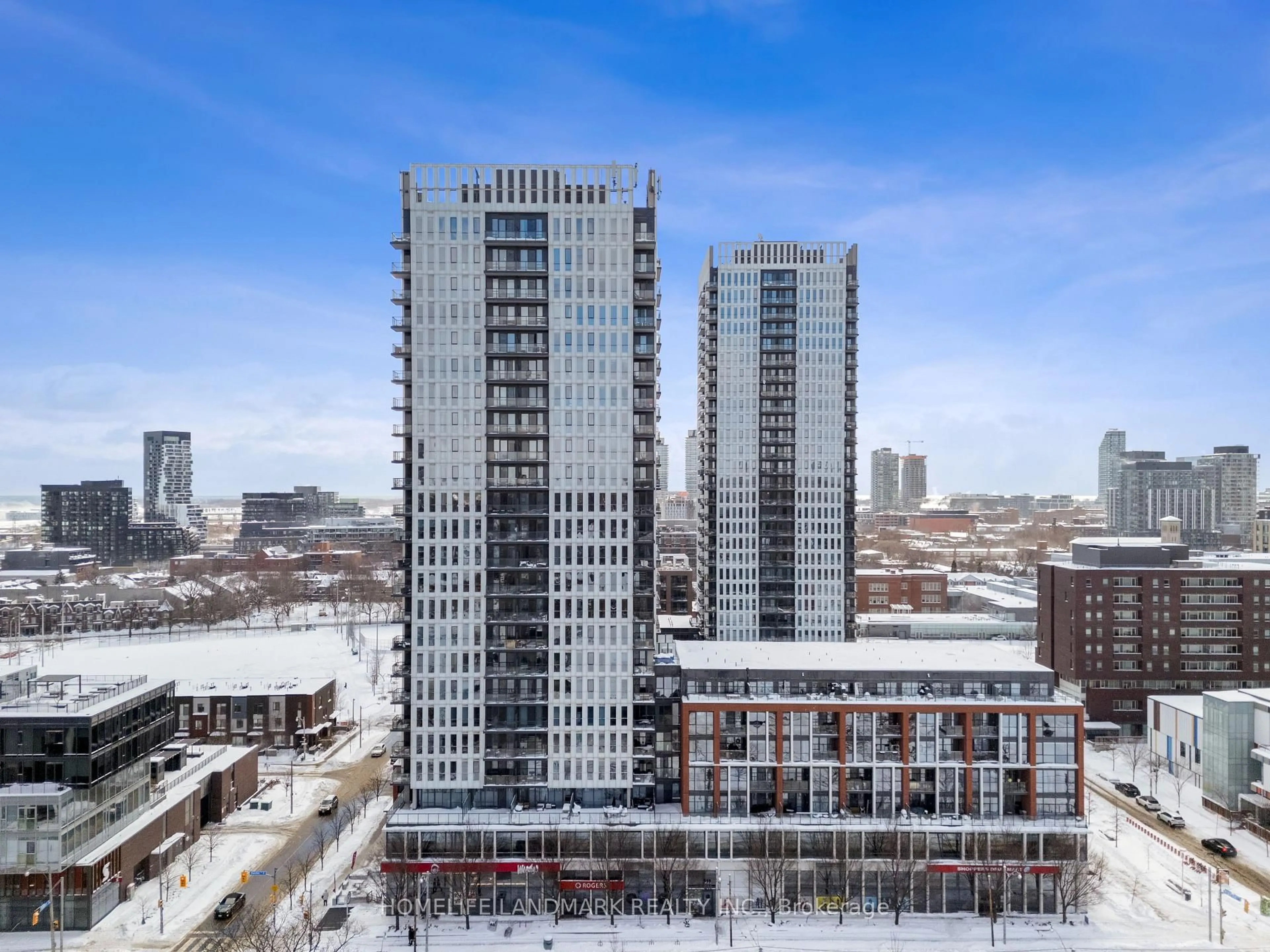 A pic from outside/outdoor area/front of a property/back of a property/a pic from drone, city buildings view from balcony for 170 Sumach St #1803, Toronto Ontario M5A 0C3