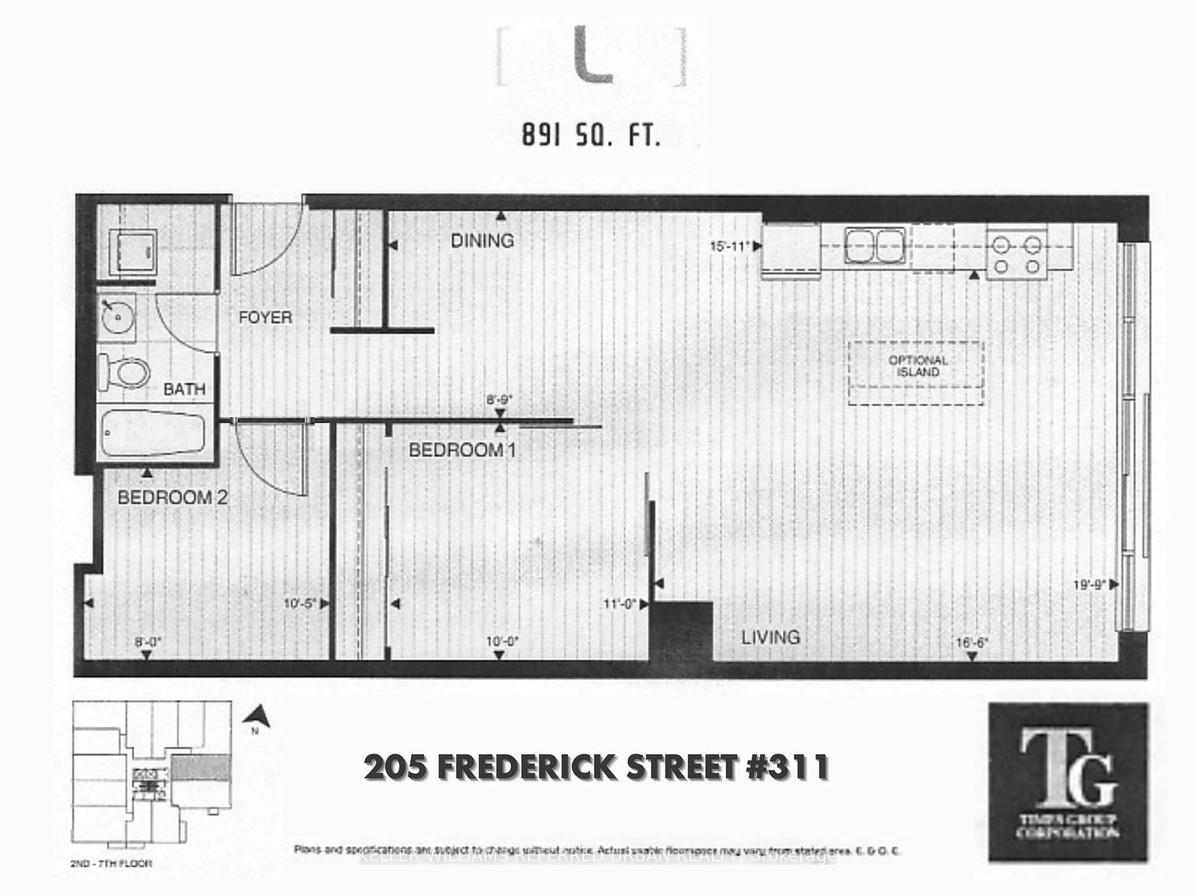 Floor plan for 205 Frederick St #311, Toronto Ontario M5A 4V3