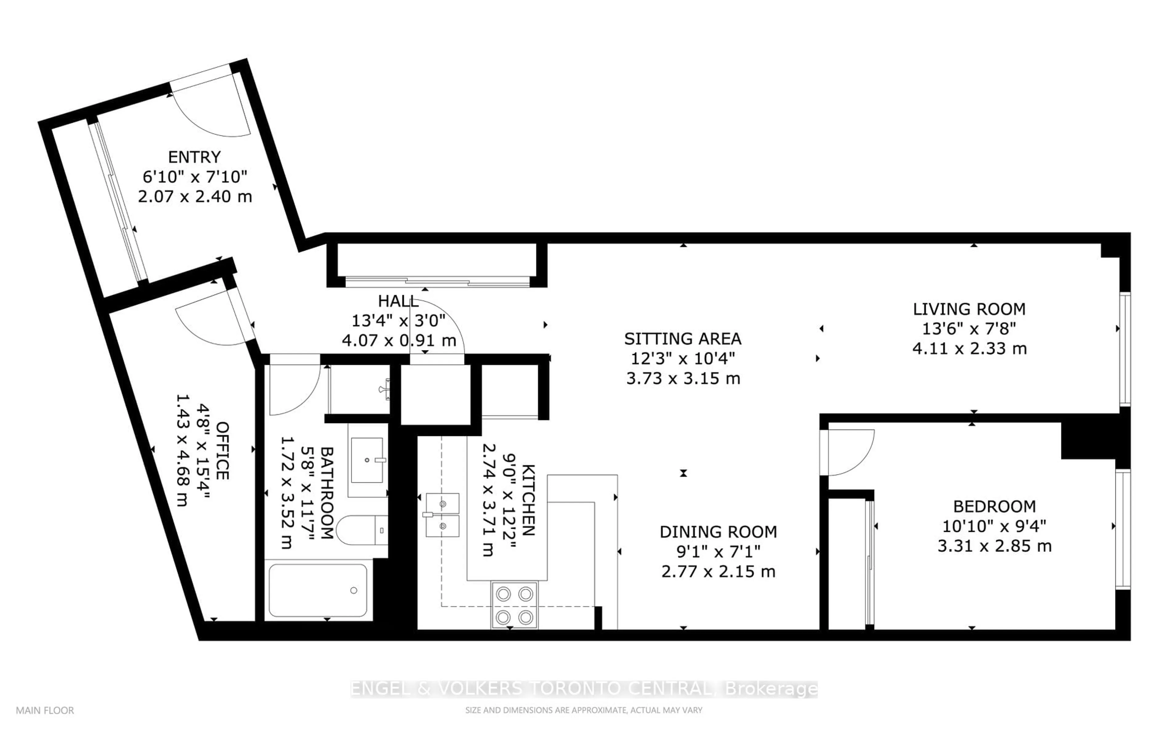 Floor plan for 25 The Esplanade #1822, Toronto Ontario M5E 1W5