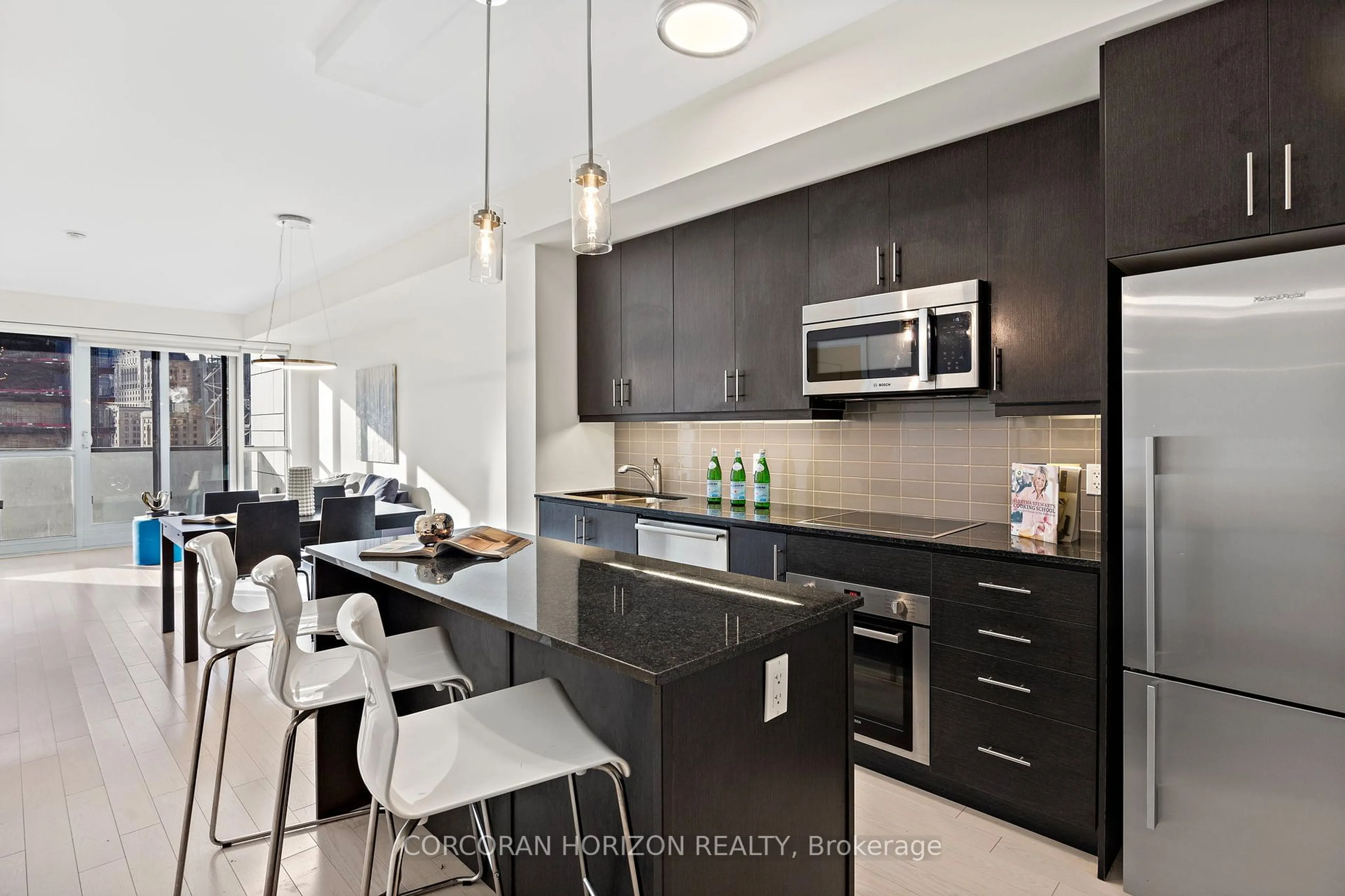 Open concept kitchen, ceramic/tile floor for 1 The Esplanade #1703, Toronto Ontario M5E 0A8