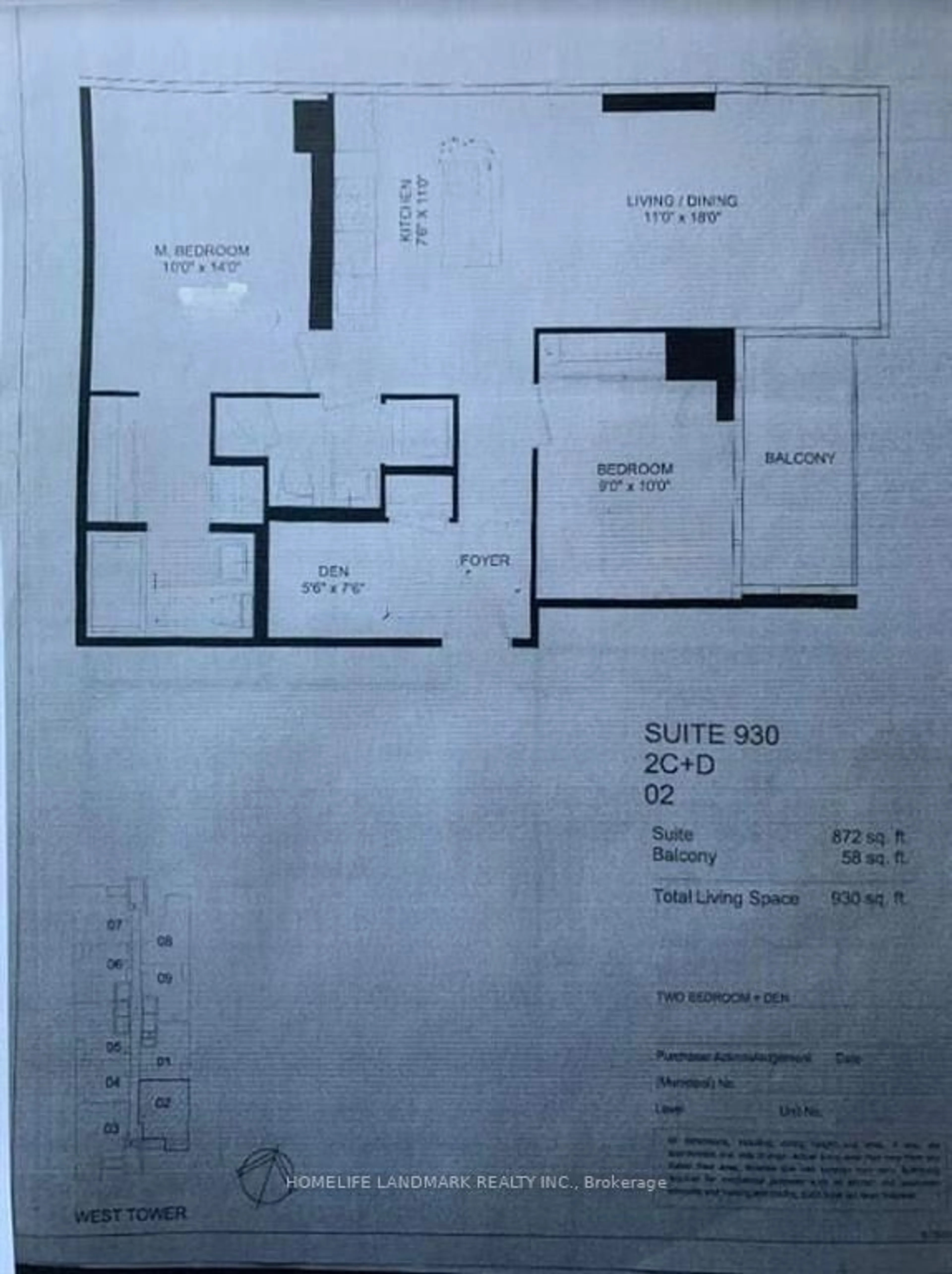 Floor plan for 11 Bogert Ave #2802, Toronto Ontario M2N 0H4