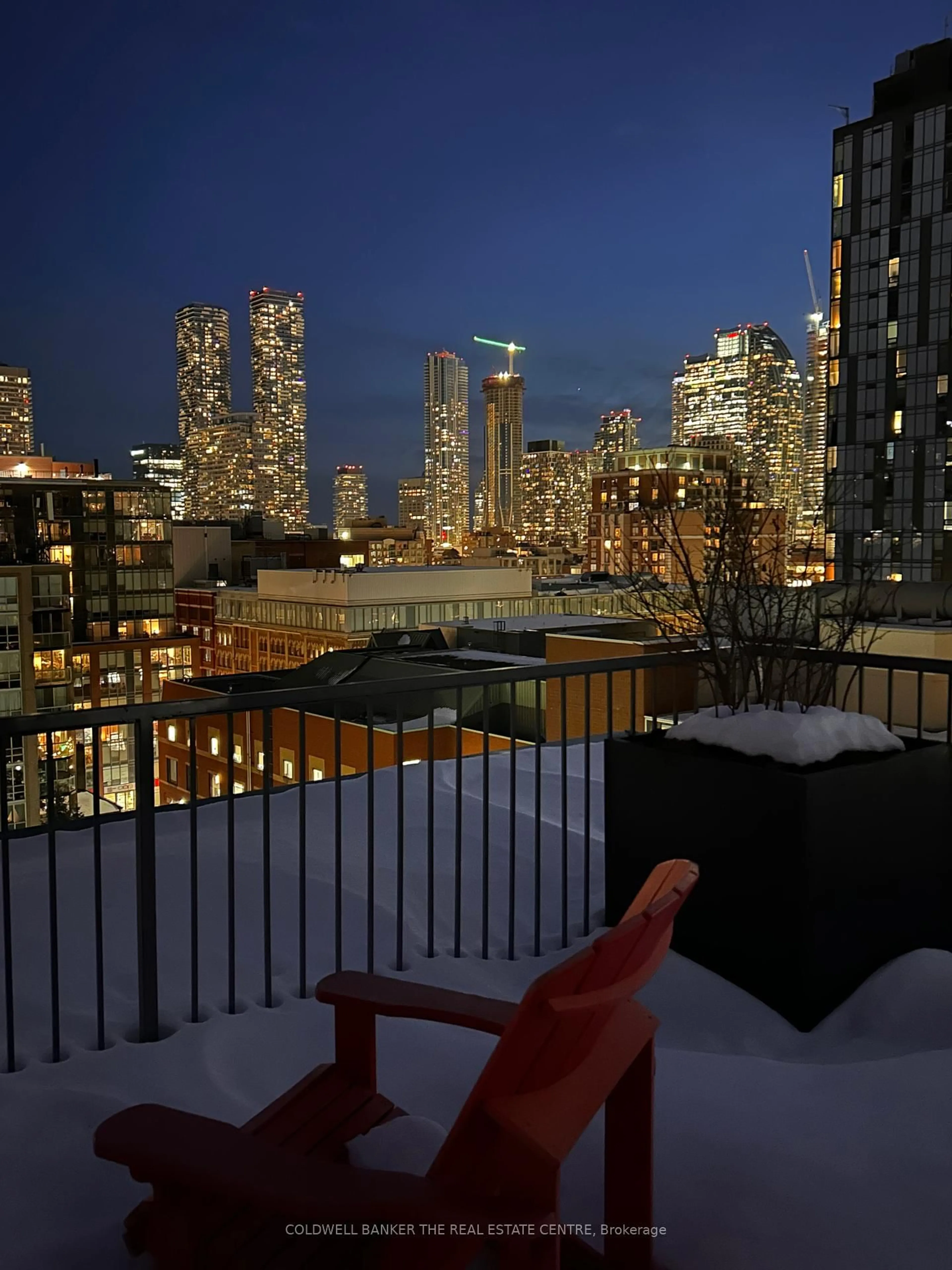 Balcony in the apartment, city buildings view from balcony for 311 Richmond St #704, Toronto Ontario M5A 4S8