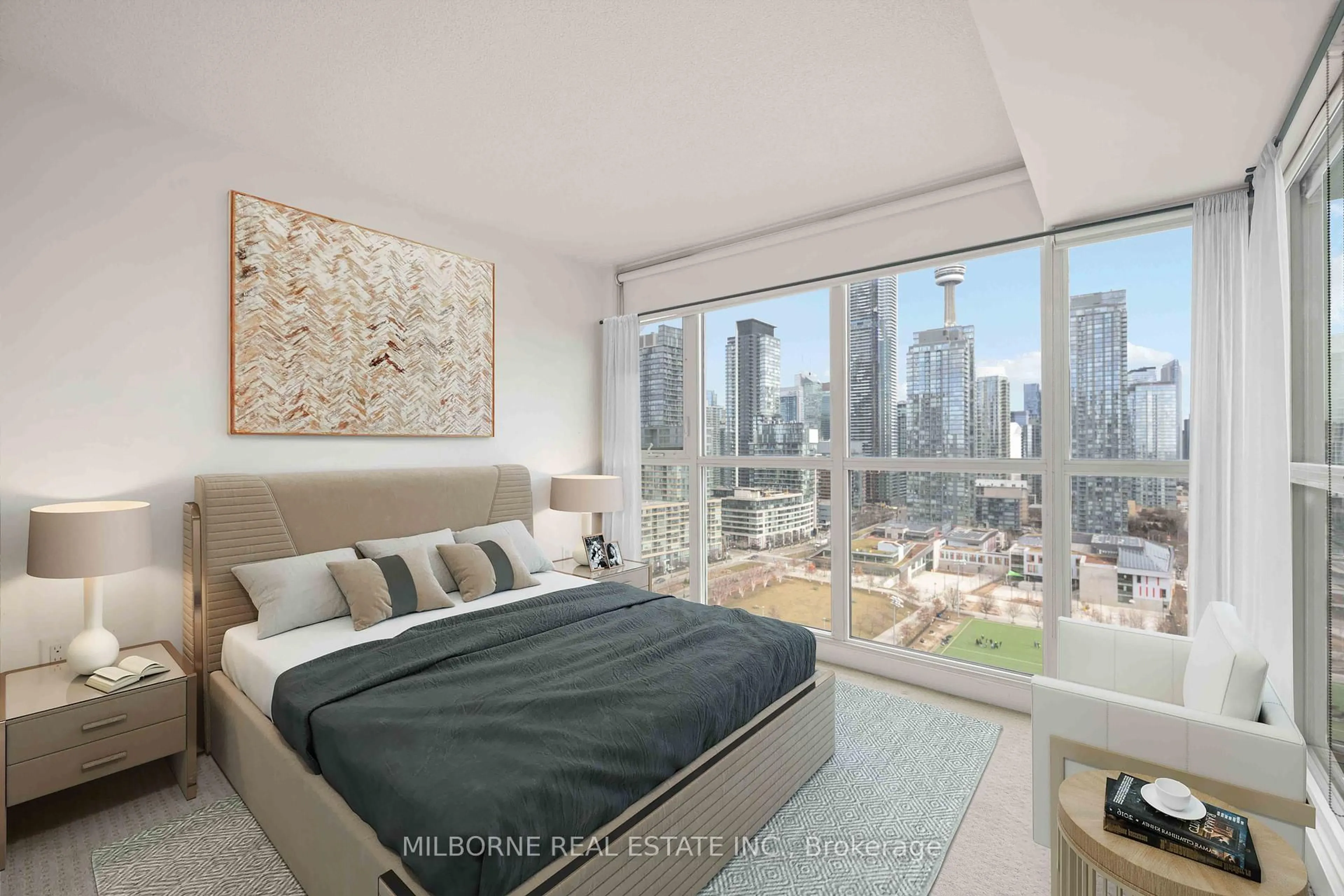 Bedroom with bed, unknown for 75 Queens Wharf Rd #2306, Toronto Ontario M5V 0J8